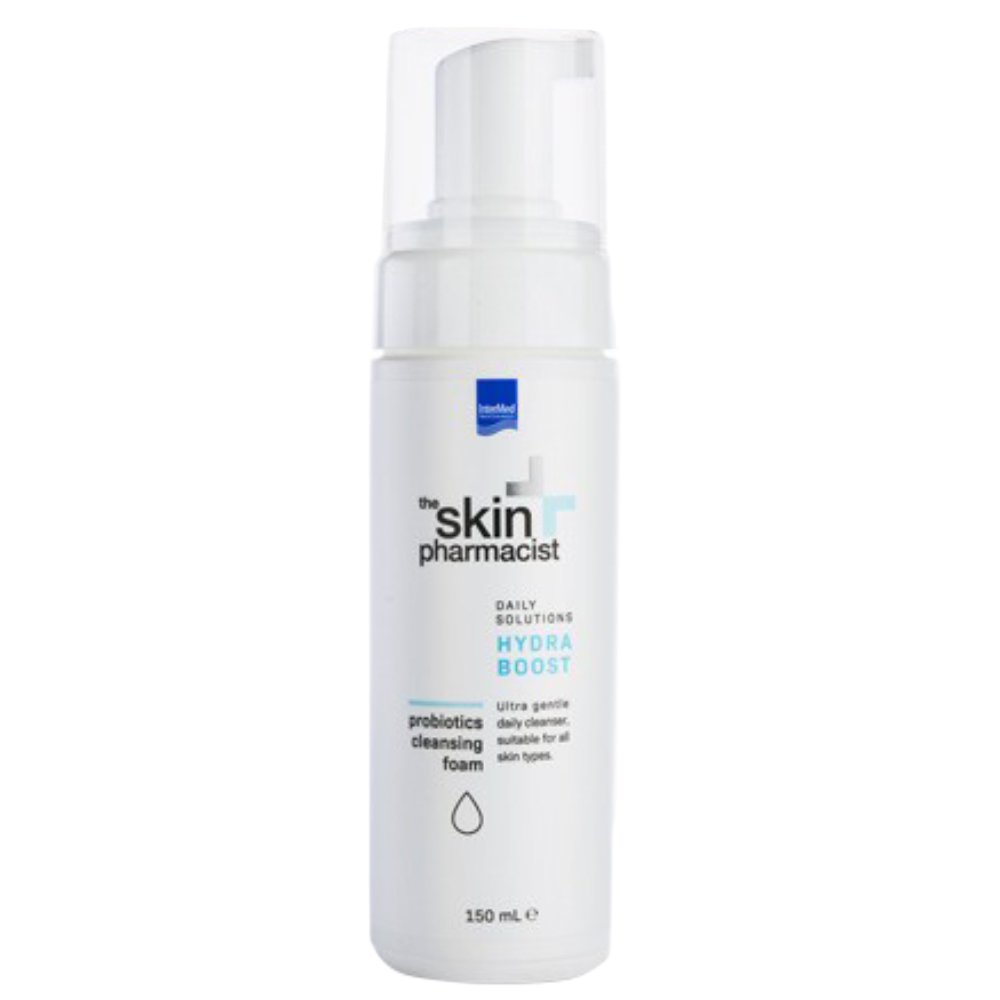 Intermed The Skin Pharmacist Hydra Boost Probiotics Cleansing Foam Απαλός Καθαριστικός Αφρός Προσώπου για Απομάκρυνση των Νεκρών Κυττάρων & Διατήρηση της Υγρασίας της Επιδερμίδας 50ml