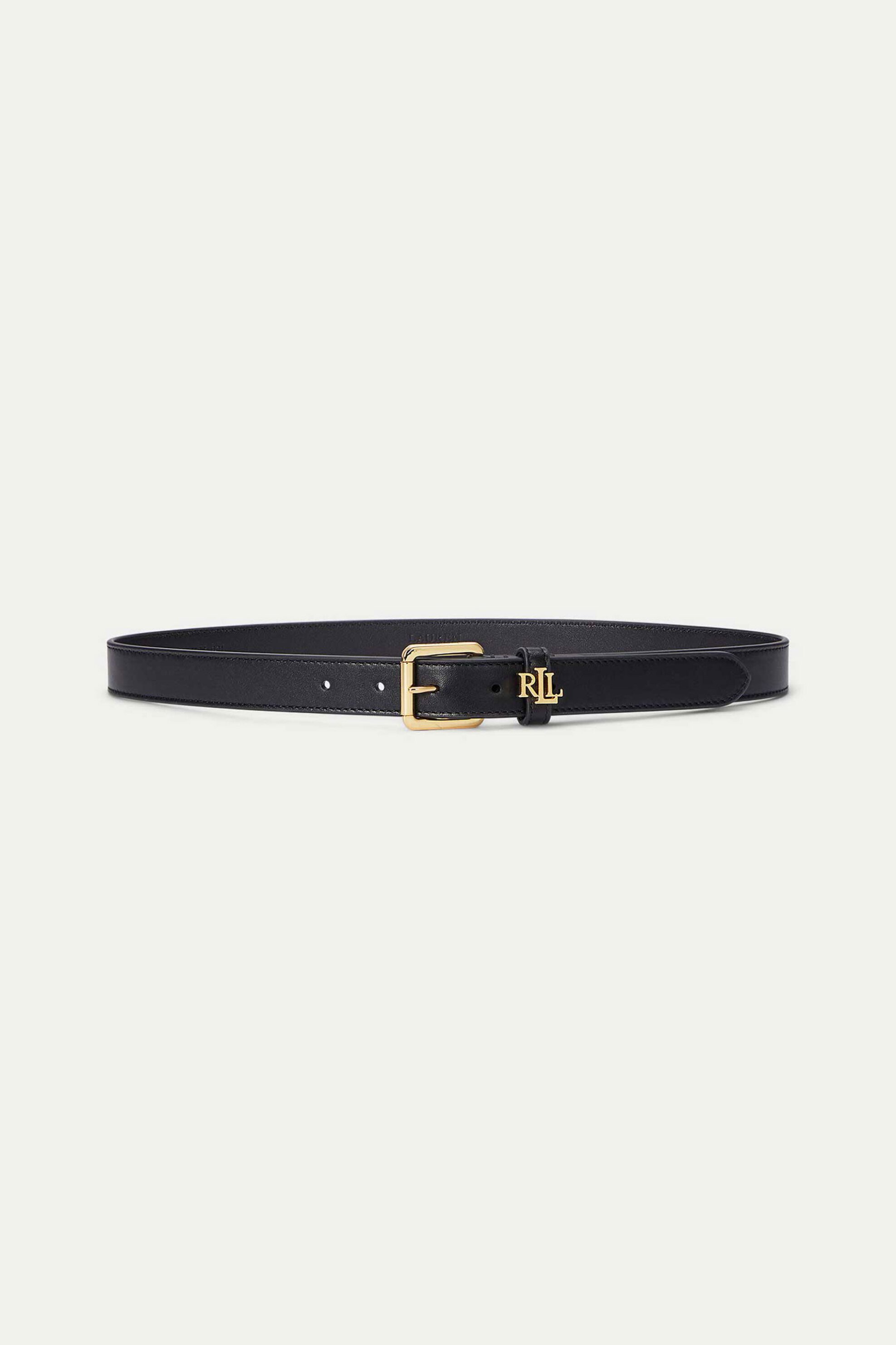 Lauren Ralph Lauren γυναικεία δερμάτινη ζώνη με μεταλλική αγκράφα και monogram