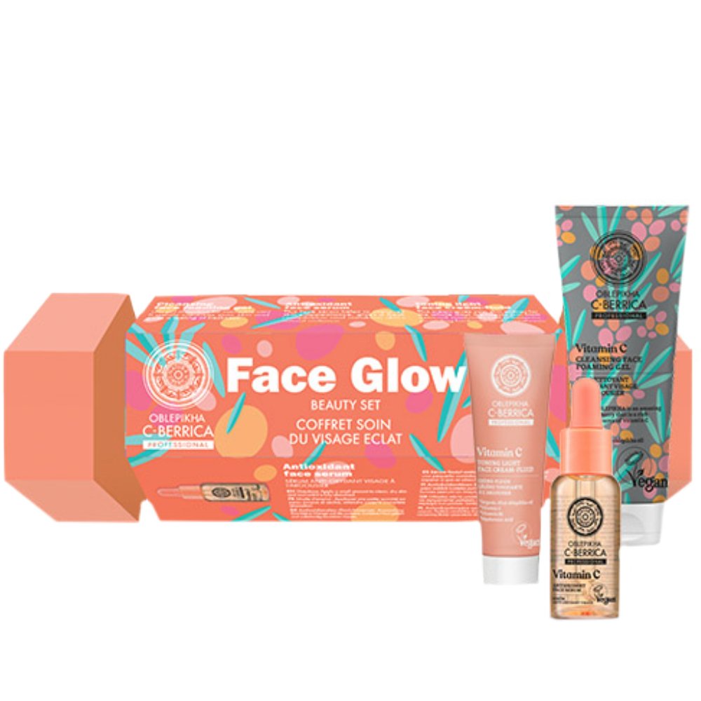 Oblepikha Siberica Promo Vitamin C Cleansing Face Foaming Gel 75ml & Antioxidant Face Serum 30ml & Toning Light Face Cream-Fluid 30ml