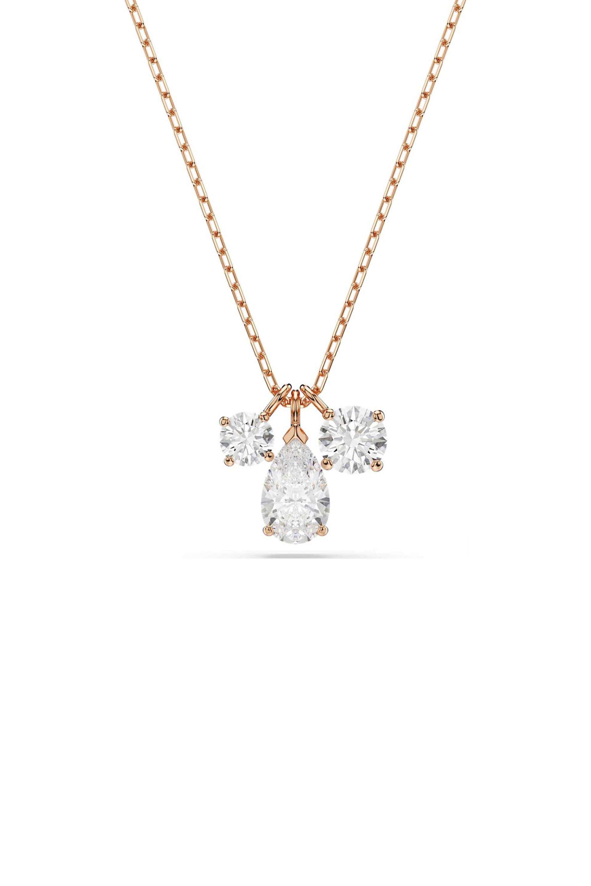 Swarovski γυναικείο μενταγιόν μίξη κοπών, λευκό, επιμετάλλωση σε ροζ χρυσαφί τόνο "Mesmera"
