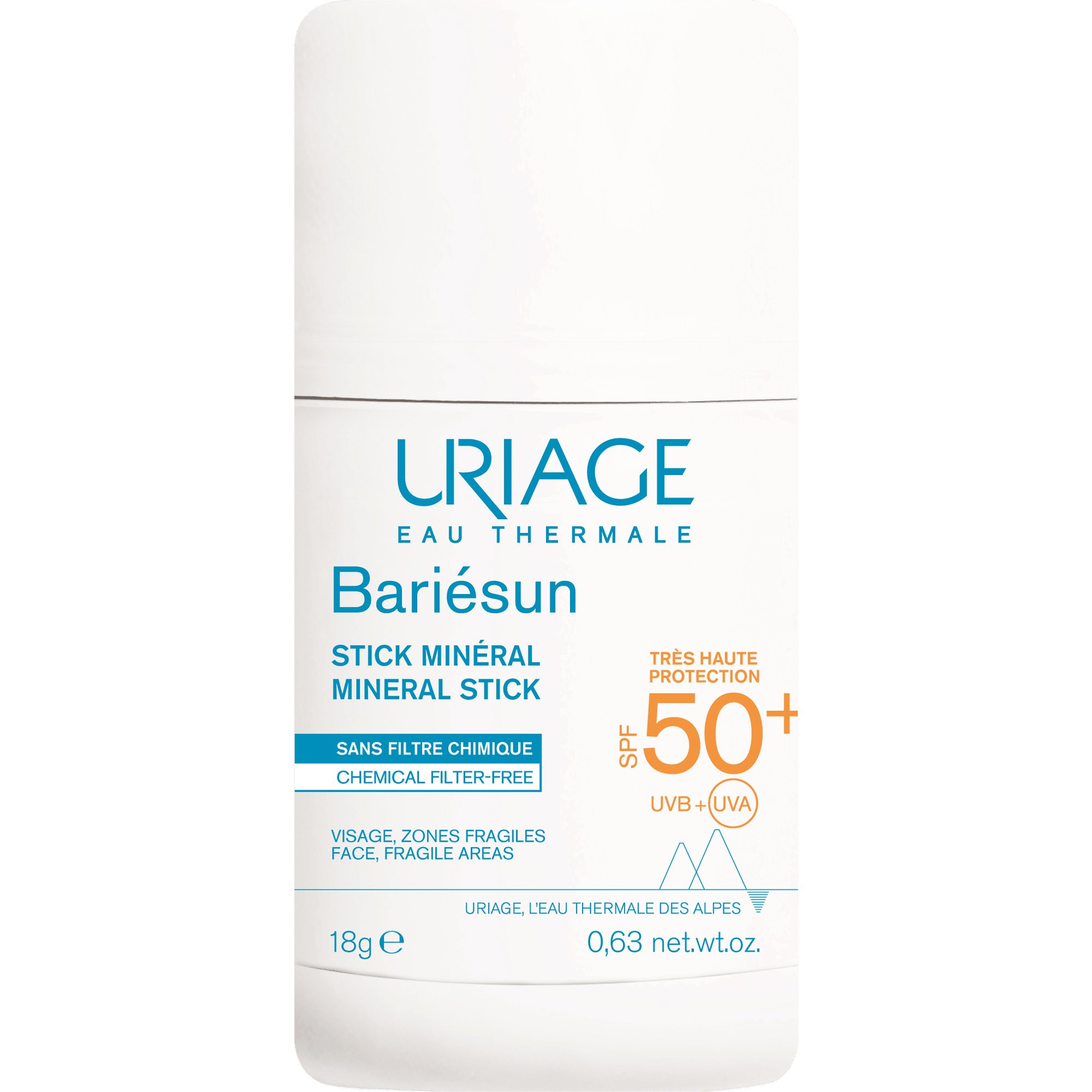 Uriage Bariesun Bar Mineral Stick Spf50+ Αντηλιακό Στικ Mineral για τις Ευαίσθητες Περιοχές 18g