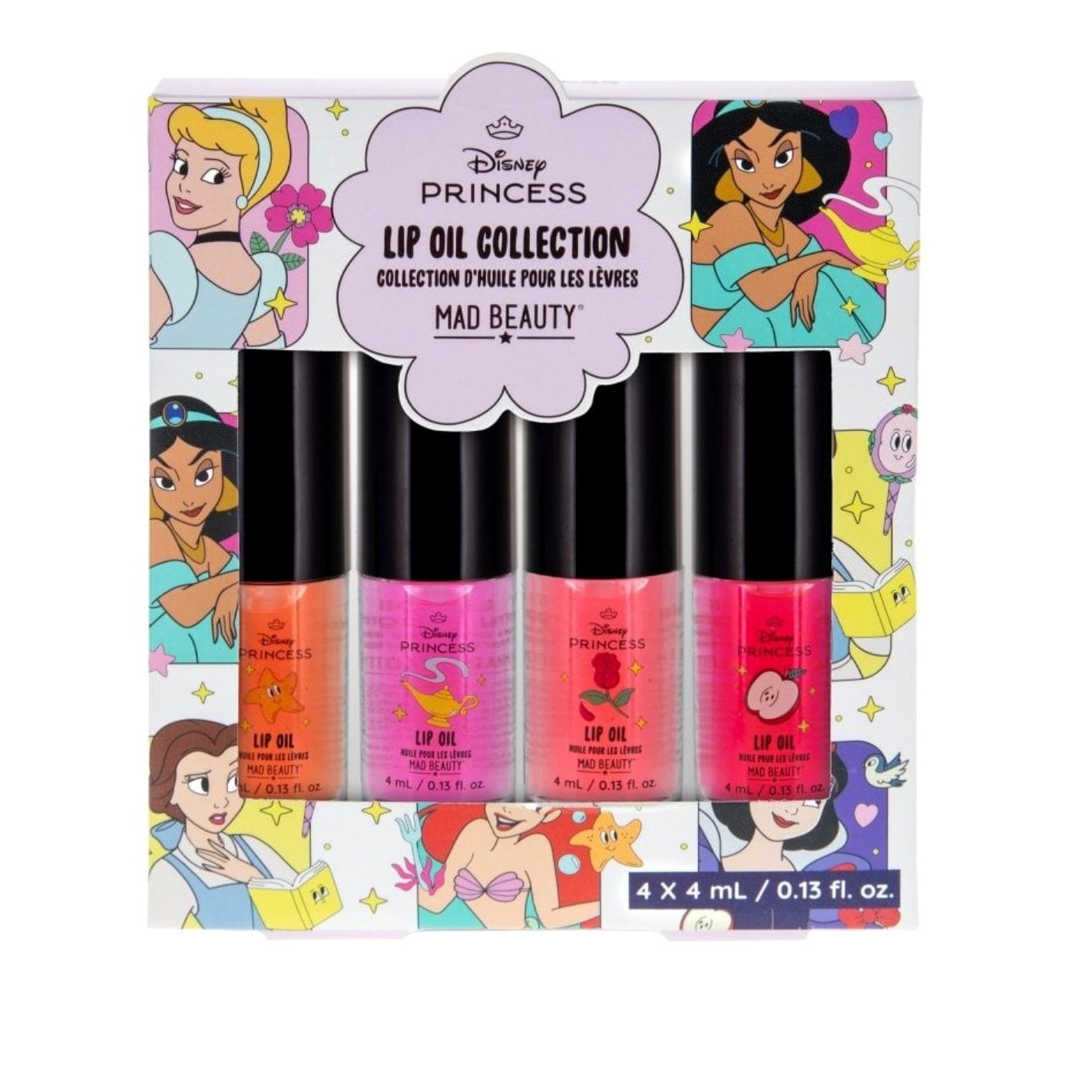 Mad Beauty Disney Collection Lip Oil Ενυδατικά Έλαια για τα Χείλη Εμπνευσμένο Από το Χαρακτήρές της Disney 4 Τεμάχια