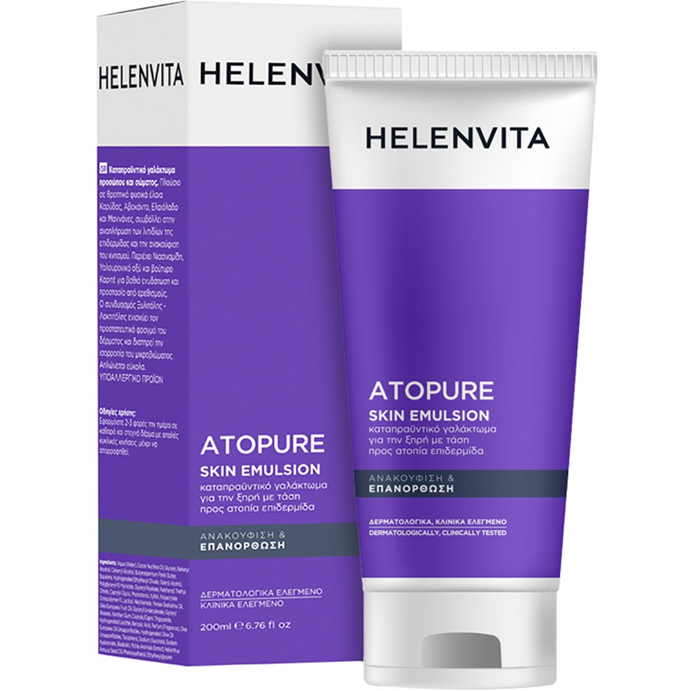 Helenvita Atopure Skin Emulsion Φυσικό Καταπραϋντικό Γαλάκτωμα Καθημερινής Χρήσης για Δέρμα με Ατοπία 200 ml