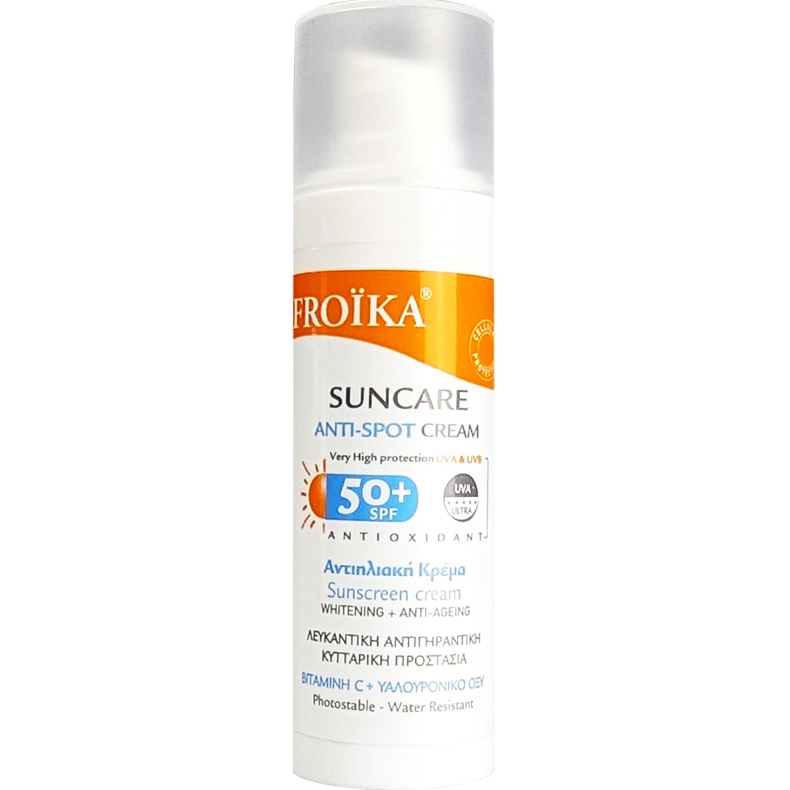 Froika Suncare Anti-Spot Cream Spf50+ Αντηλιακή Κρέμα Προσώπου Πολύ Υψηλής Προστασίας με Δράση Κατά των Πανάδων 30ml