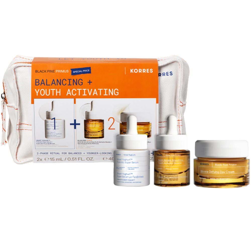 Korres Promo Greek Yoghurt Smart Probiotic Serum 15ml & Black Pine Primus 6xHA Serum 15ml & Wrinkle Defying Day Cream 40ml & Δώρο Νεσεσέρ 1 Τεμάχιο