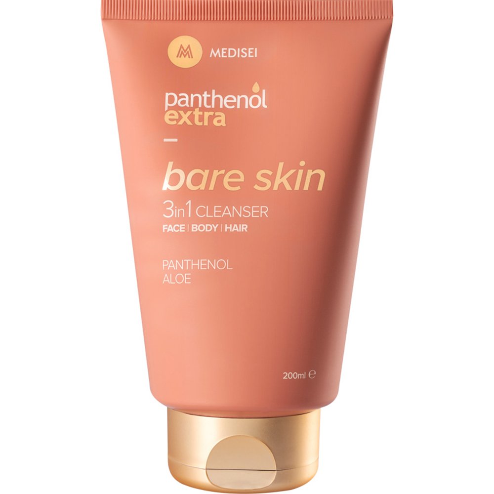 Panthenol Extra Bare Skin 3in1 Face, Body & Hair Cleanser Αφρόλουτρο & Σαμπουάν Καθημερινής Χρήσης για Πρόσωπο, Σώμα & Μαλλιά με Άρωμα Γιασεμί & Σανταλόξυλο 200ml