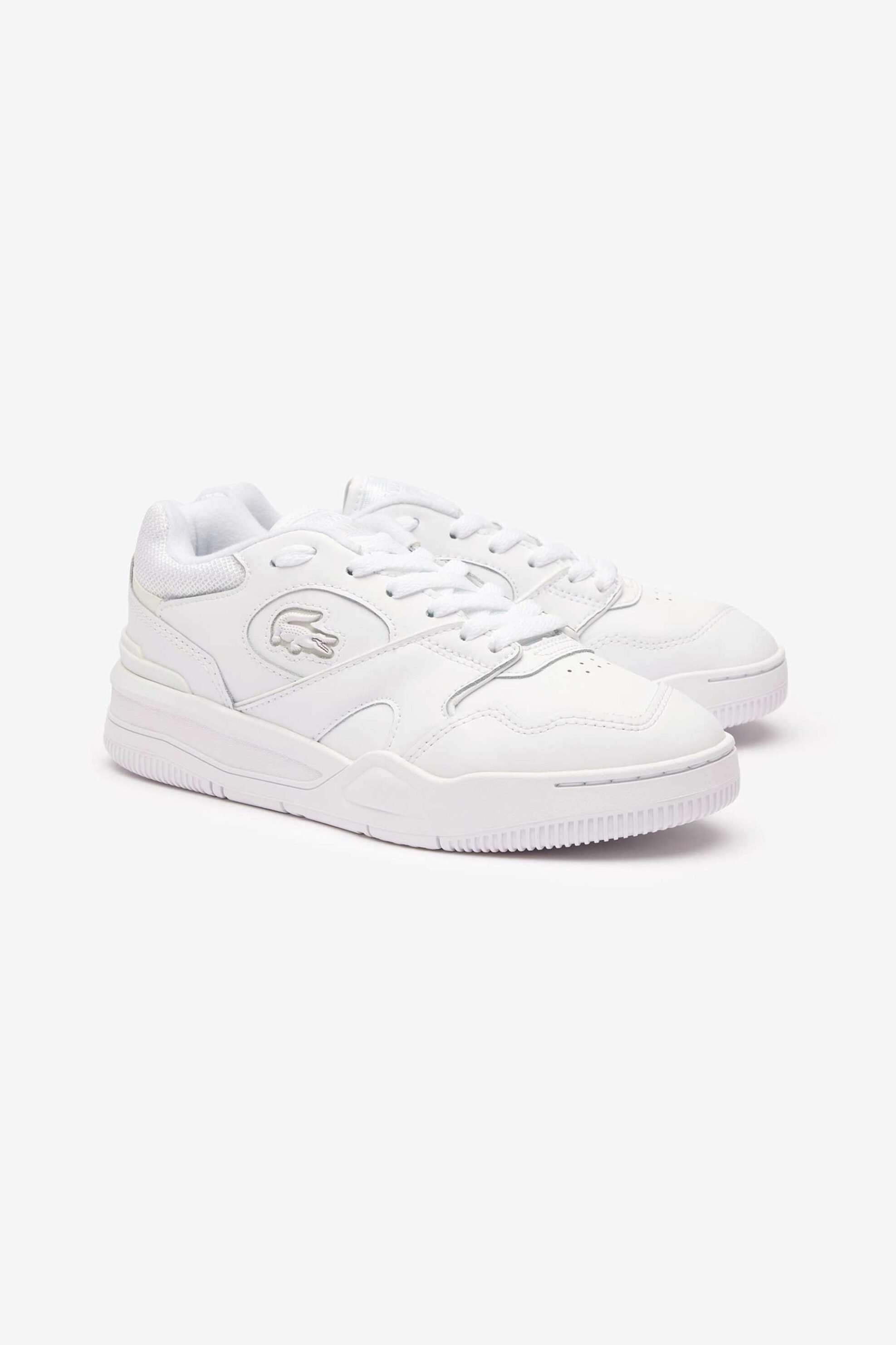 Lacoste γυναικεία δερμάτινα sneakers μονόχρωμα με ανάγλυφο σχέδιο "Lineshot"