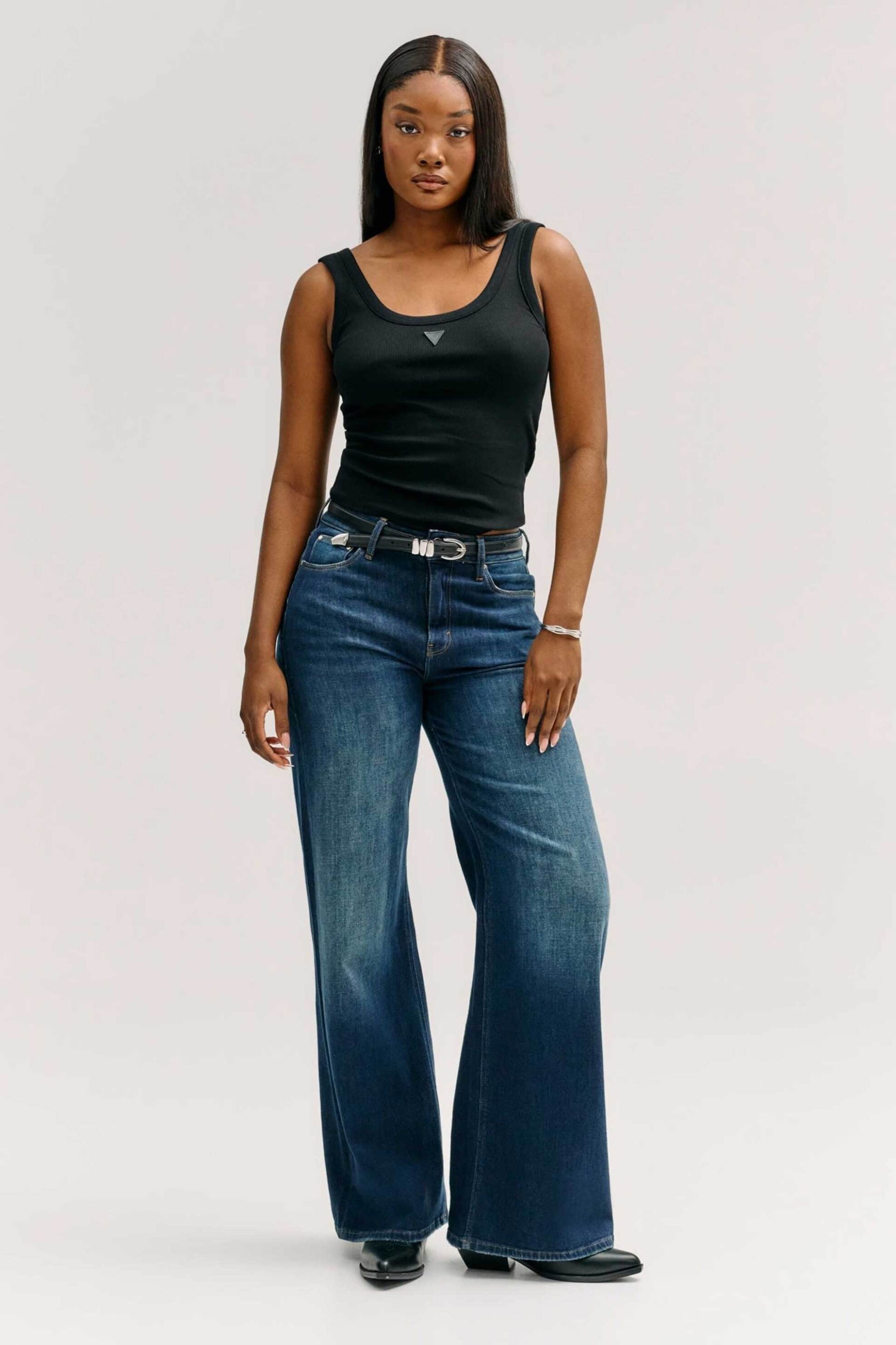 Guess γυναικείο τζιν παντελόνι πεντάτσεπο Wide Leg "Bellflower"