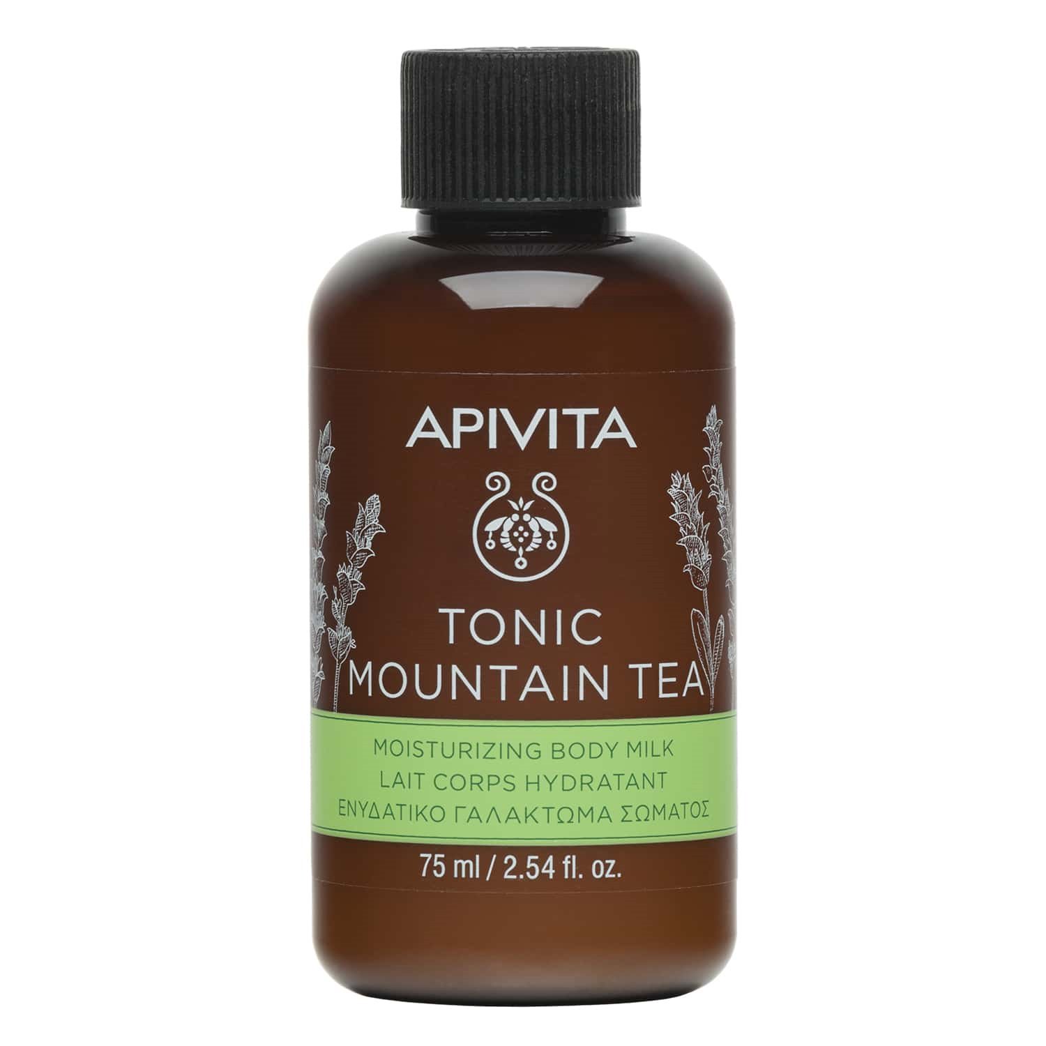 Apivita Tonic Mountain Tea Moisturizing Body Milk Travel Size Ενυδατικό Γαλάκτωμα Σώματος με Τσάι Βουνού & Αιθέρια Έλαια 75ml