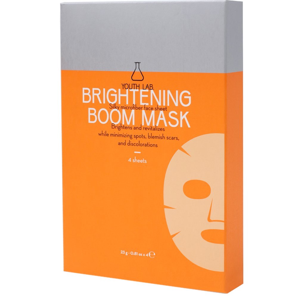 Youth Lab Brightening Boom Sheet Mask Εμποτισμένη Υφασμάτινη Μάσκα Προσώπου με Λευκαντική, Αναπλαστική & Ενυδατική Δράση για Λάμψη 4x23g