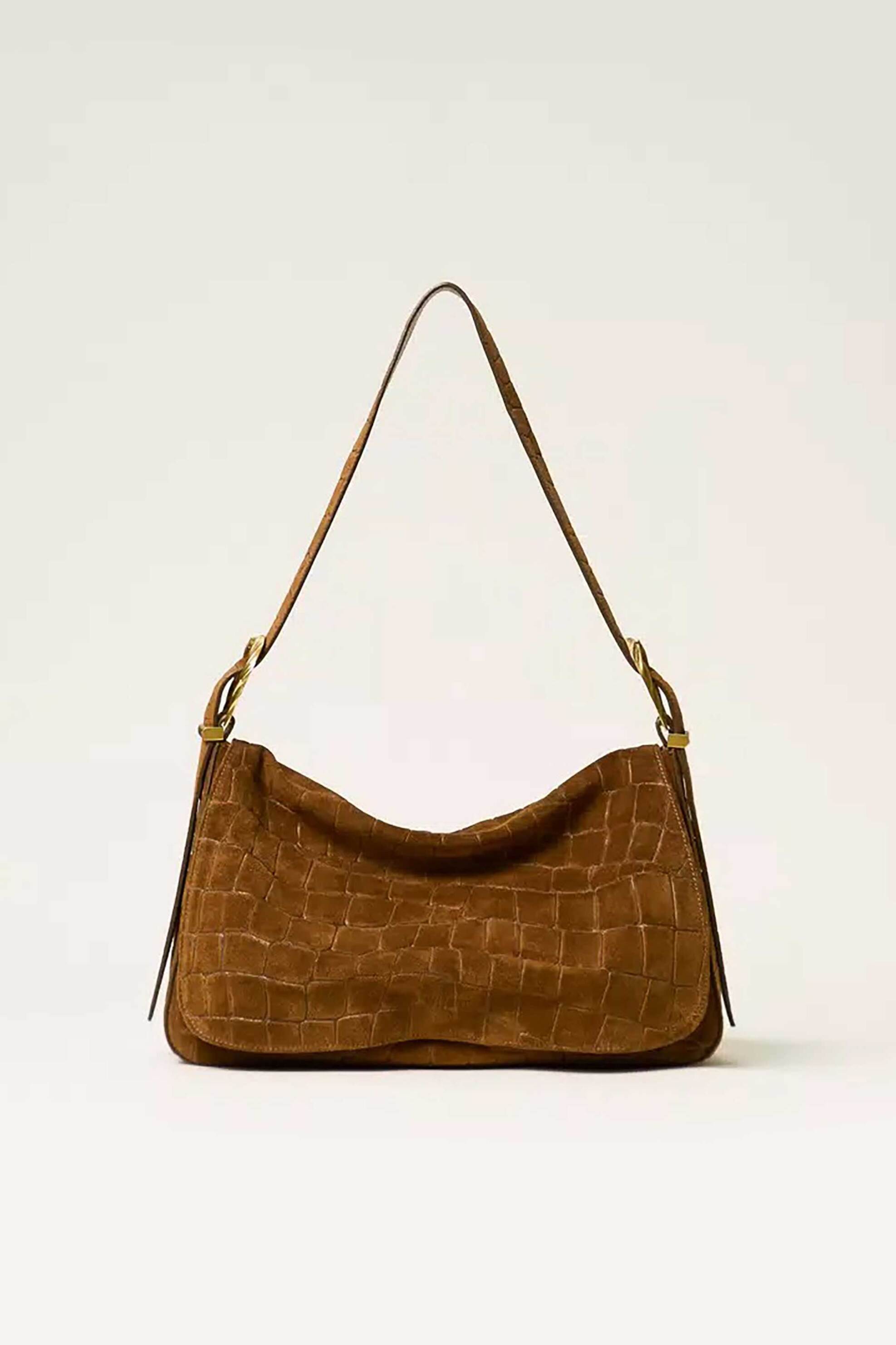 Twinset γυναικεία τσάντα ώμου suede με crocodile print "Liliane"