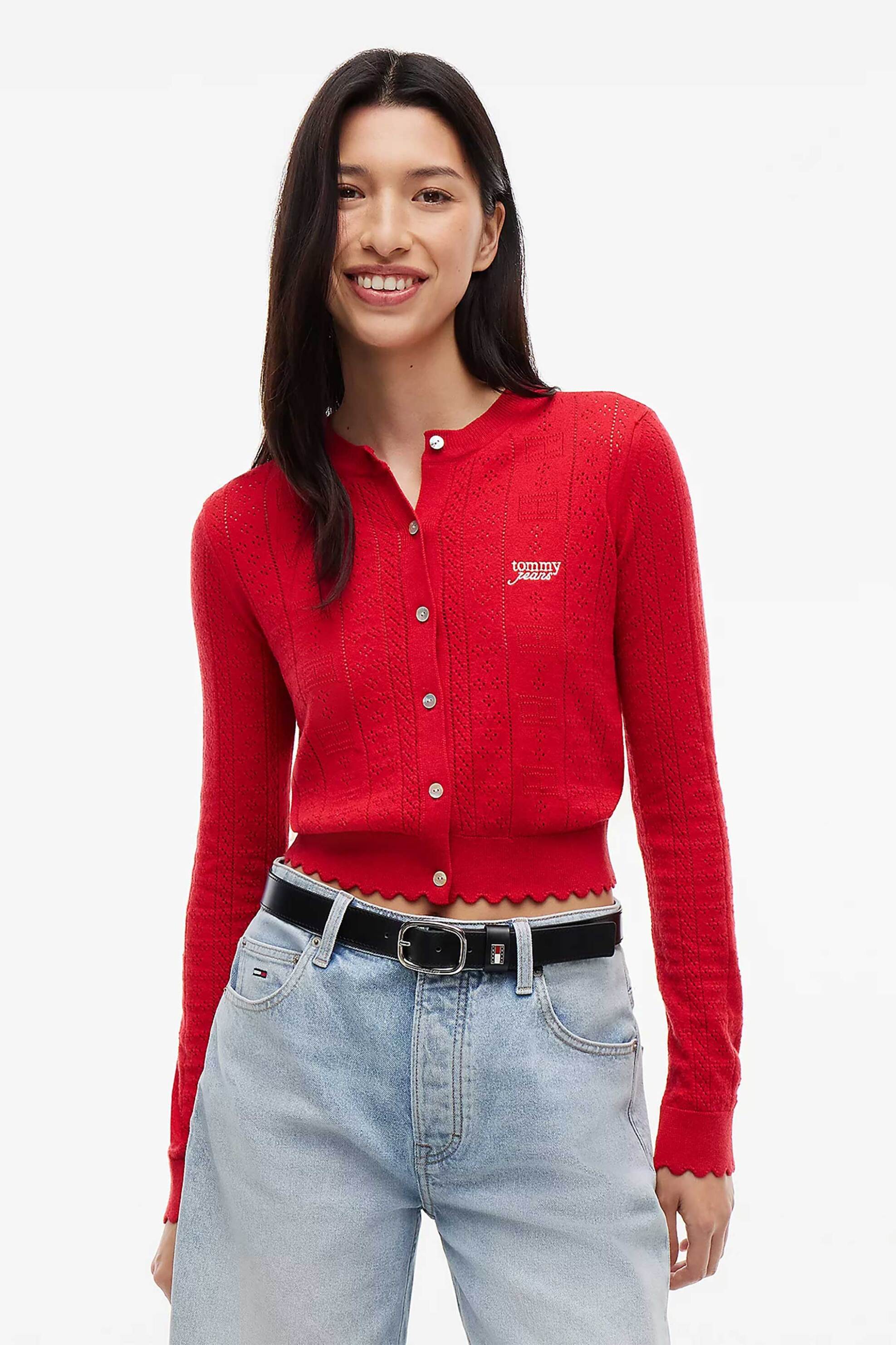 Tommy Jeans γυναικεία ζακέτα πλεκτή με κέντημα Slim Fit