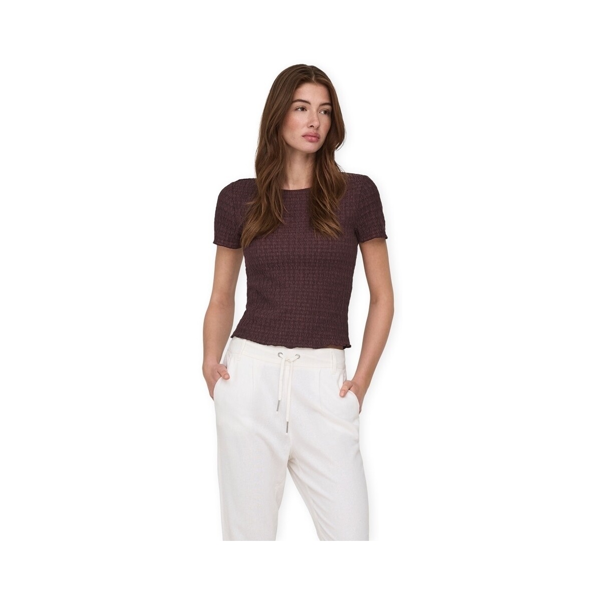 T-shirts & Polos Only Noos Top Ilse - Deep Mahogany