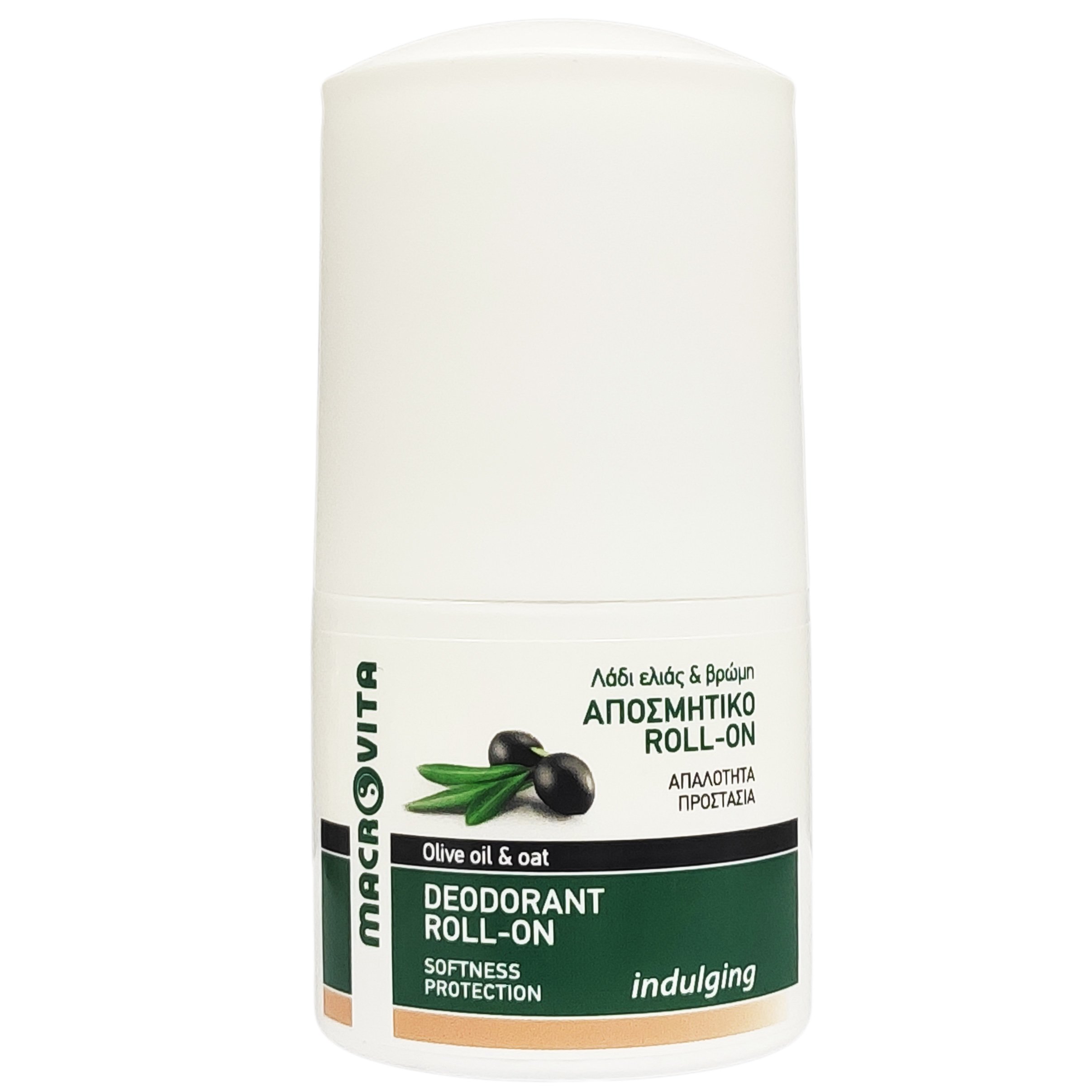 Macrovita Indulging With Olive & Oat Deodorant Roll On Αποσμητικό Roll on για 24ωρη Προστασία με Λάδι Ελίας & Βρώμη με Άρωμα Φρεσκάδας 50ml