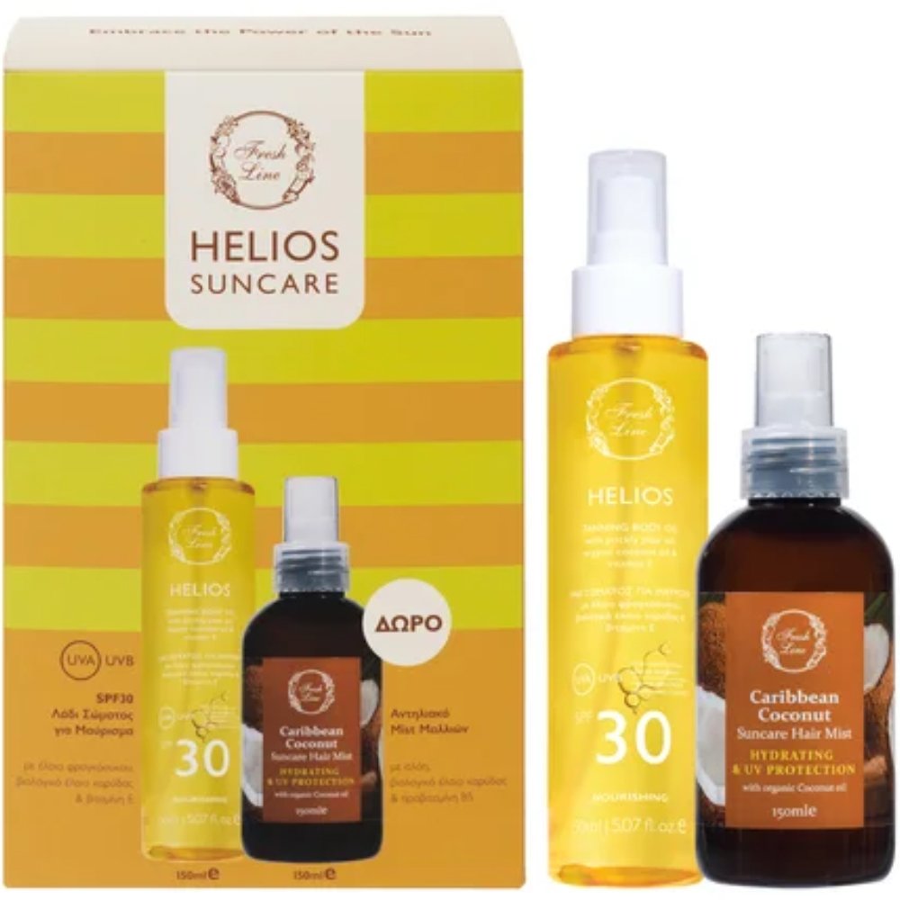 Fresh Line Promo Helios Spf30 Tanning Body Oil 150ml & Δώρο Caribbean Coconut Suncare Hydrating & UV Protection Hair Mist Spray 150ml