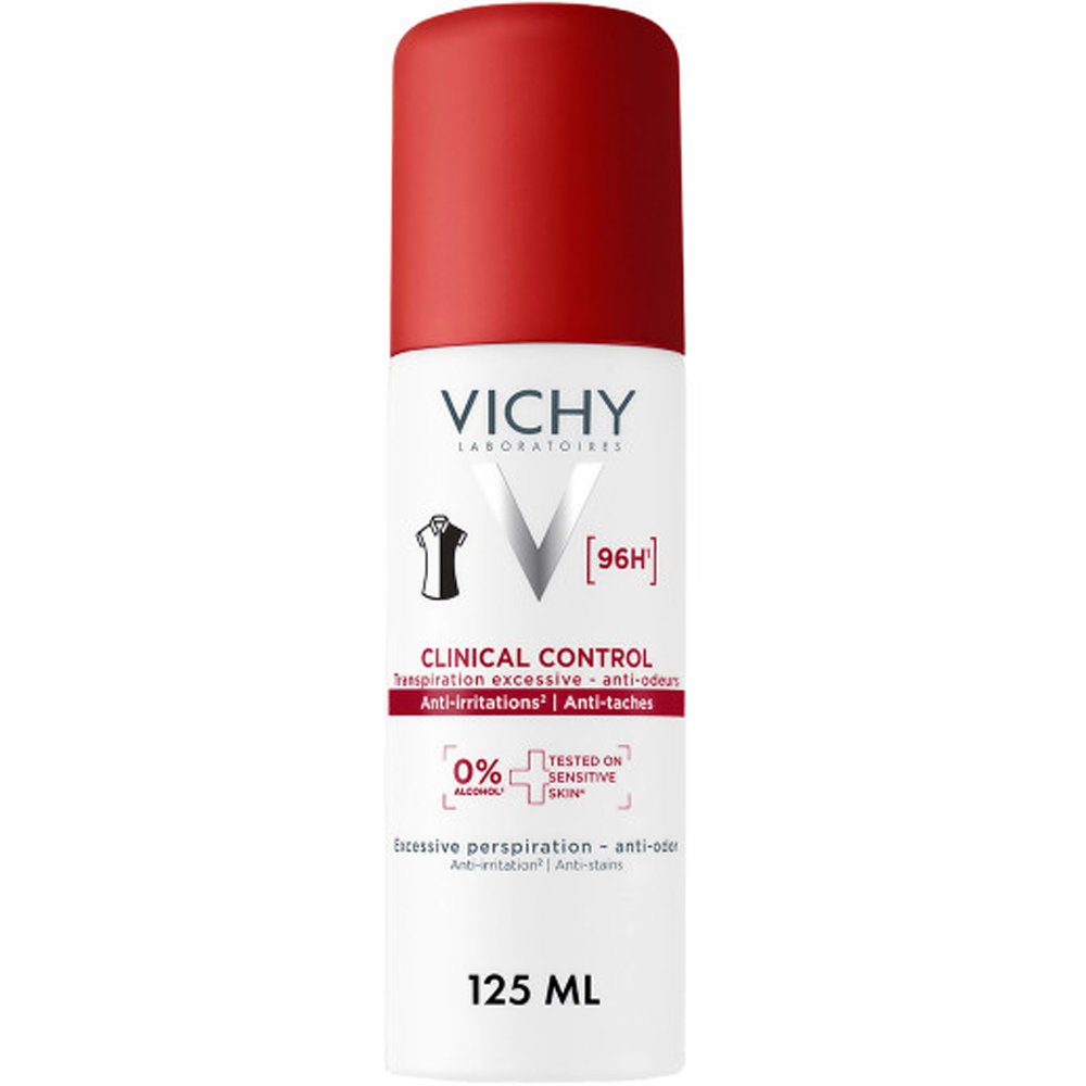 Vichy Clinical Control 96h Anti-Transpirant & Deodorant Spray Αποσμητικό Σπρέι που προσφέρει 96ώρες Προστασίας με Διπλή Δράση Κατά της Εφίδρωσης & Κακοσμίας 125ml