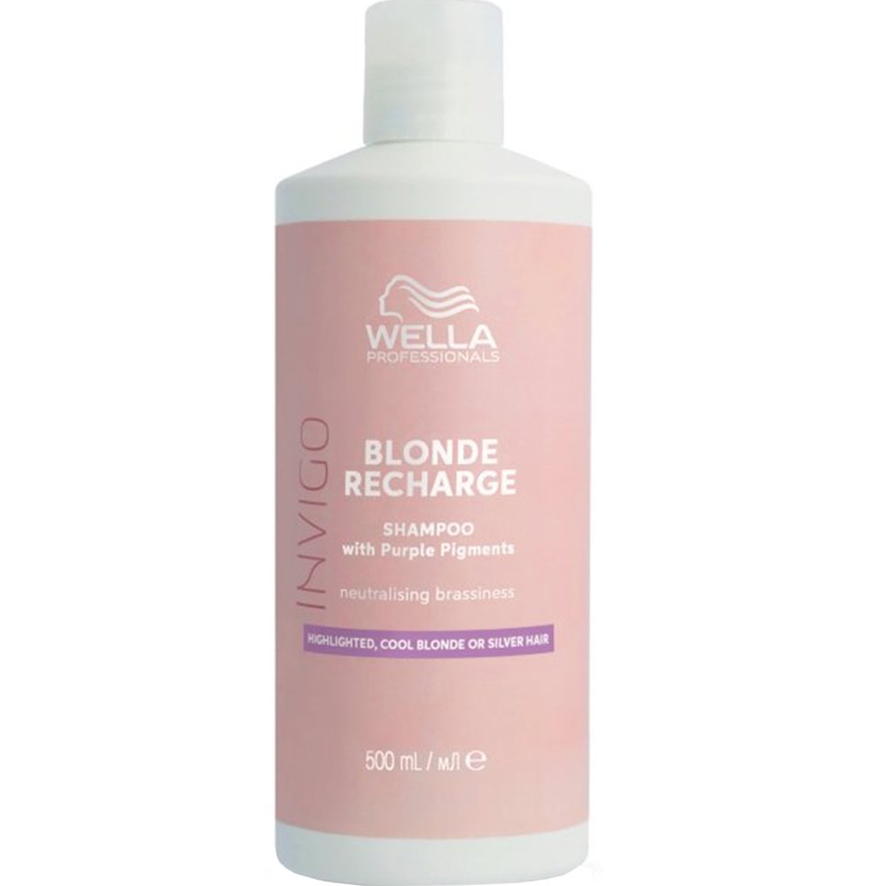 Wella Professionals Invigo Blonde Recharge Shampoo With Purple Pigments Σαμπουάν Αναζωογόνησης Χρώματος για Ανταύγειες, Ψυχρά Ξανθά & Γκρι Μαλλιά 500ml