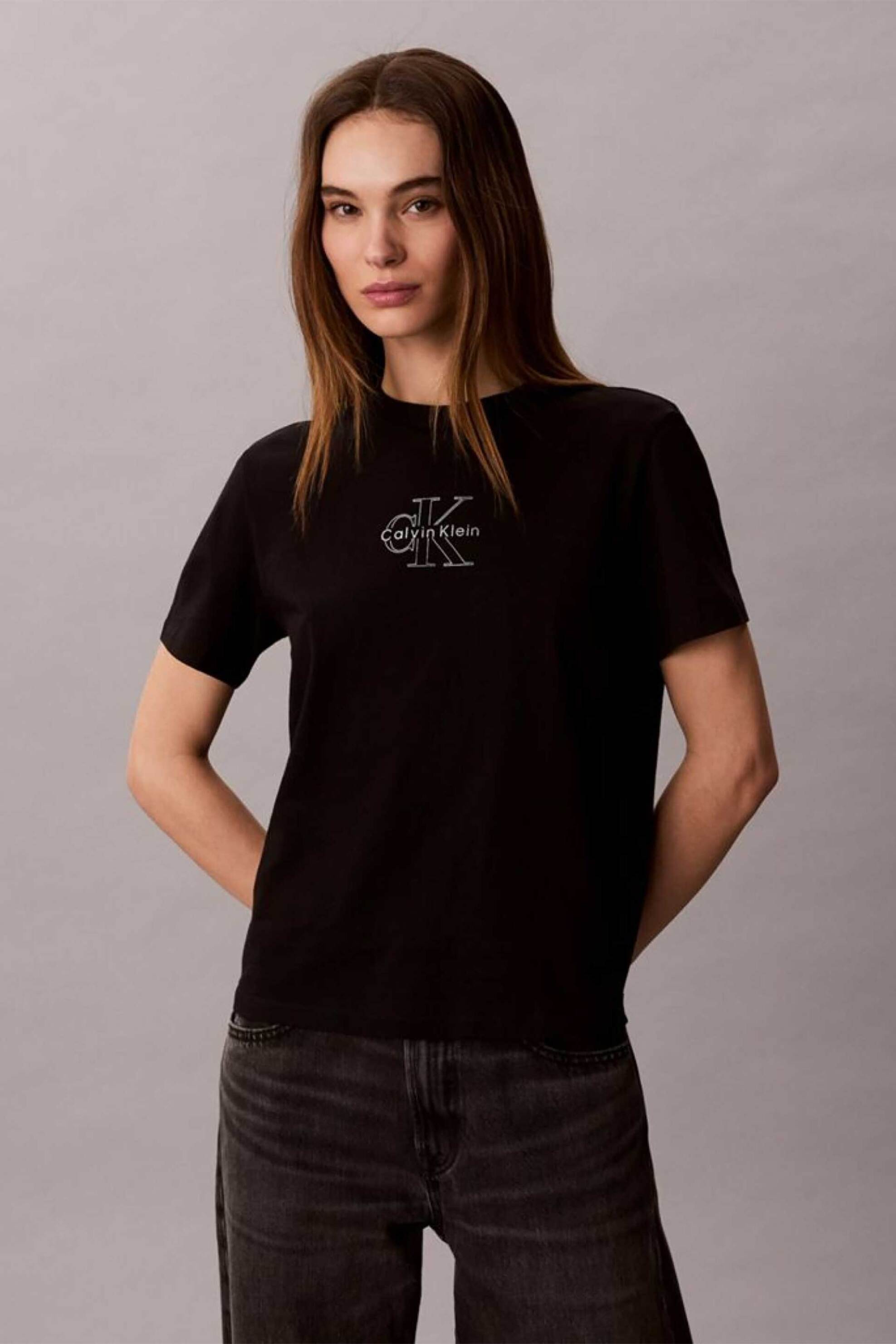 Calvin Klein Jeans γυναικείο T-shirt με μεταλλιζέ λογότυπο Regular Fit