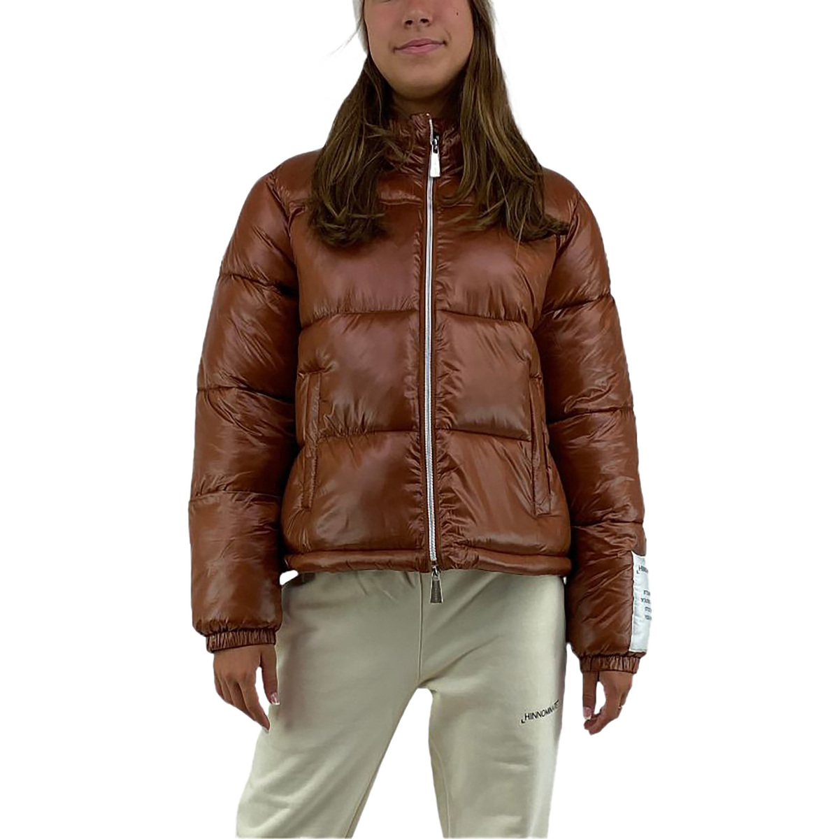 Σακάκια Hinnominate Piumino All Zip In Nylon Con Etichetta Sul Polso