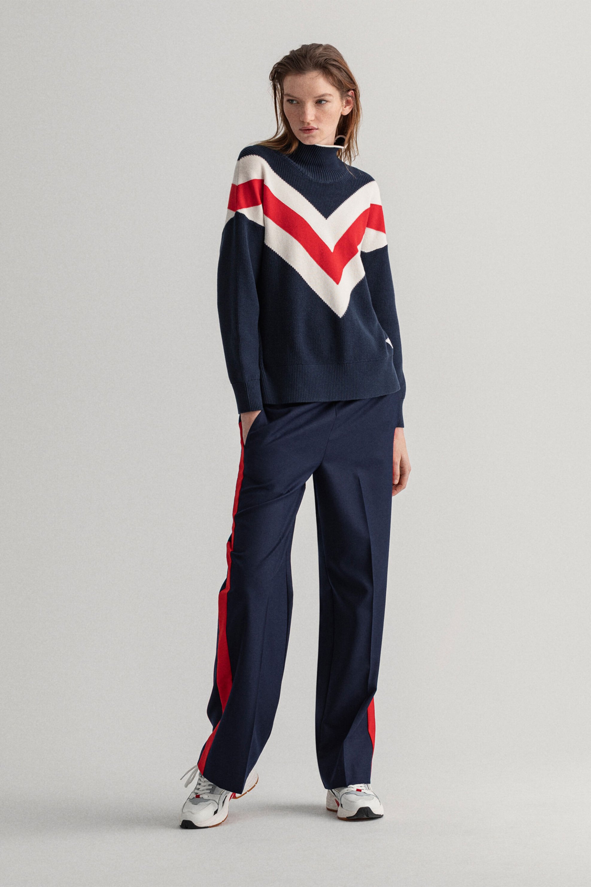 Gant γυναικείο παντελόνι με contrast ρίγα Straight leg
