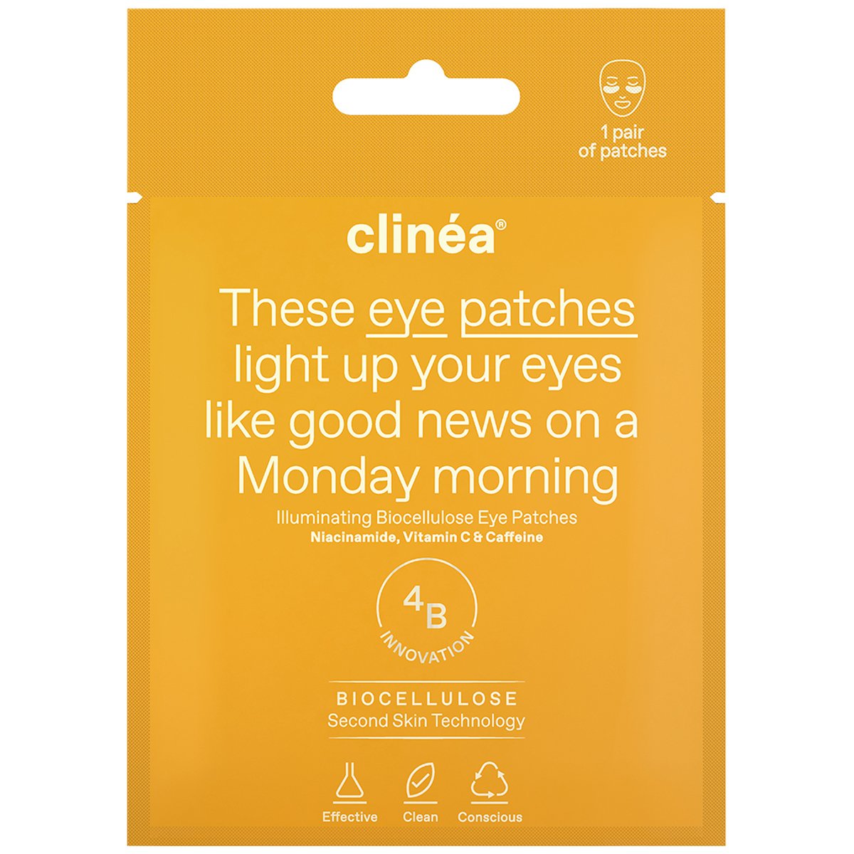 Clinea Illuminating Biocellulose Eye Patches Ματιών για Λάμψη από Βιοκυτταρίνη 1 Ζευγάρι