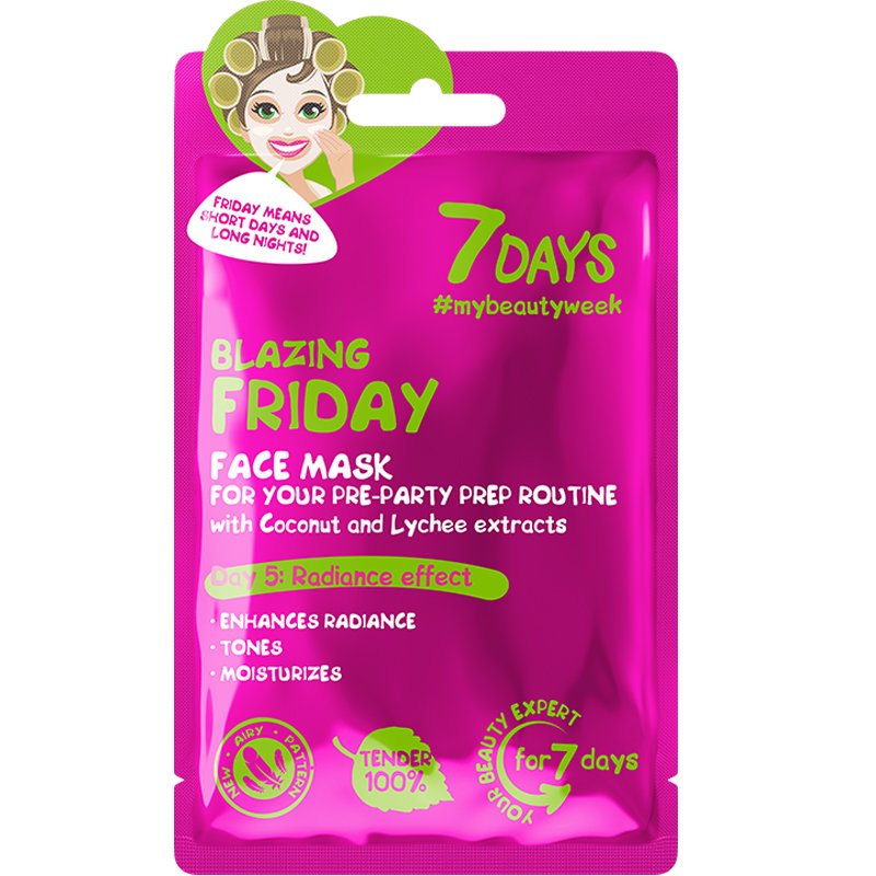 7DAYS Blazing Friday Day 5 Radiance Effect Face Sheet Mask Μάσκα Προσώπου με Νερό Καρύδας με Αναγεννητικές Ιδιότητες για Υγιή & Ξεκούραστη Όψη με Βελούδινη Υφή 28g