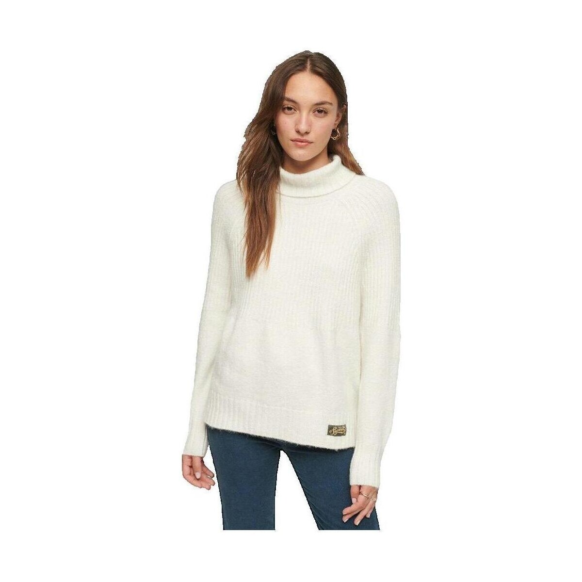 Πουλόβερ Superdry Pull Essential Rib blanc