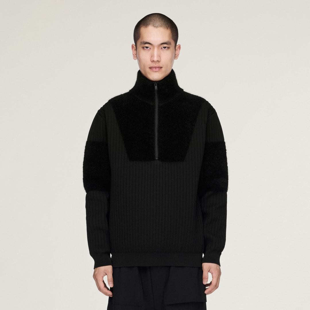 Μπλούζα Y-3 KNITTED PANEL BLOCKED HALF ZIP