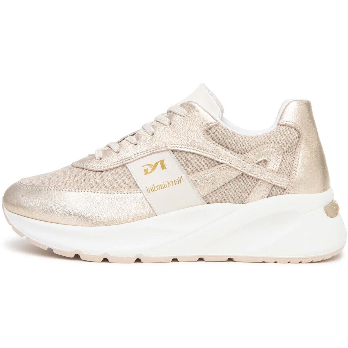Xαμηλά Sneakers NeroGiardini Etoile T.Lino Lurex 06 Beig Velvet Osso 0100 Pu.Bi