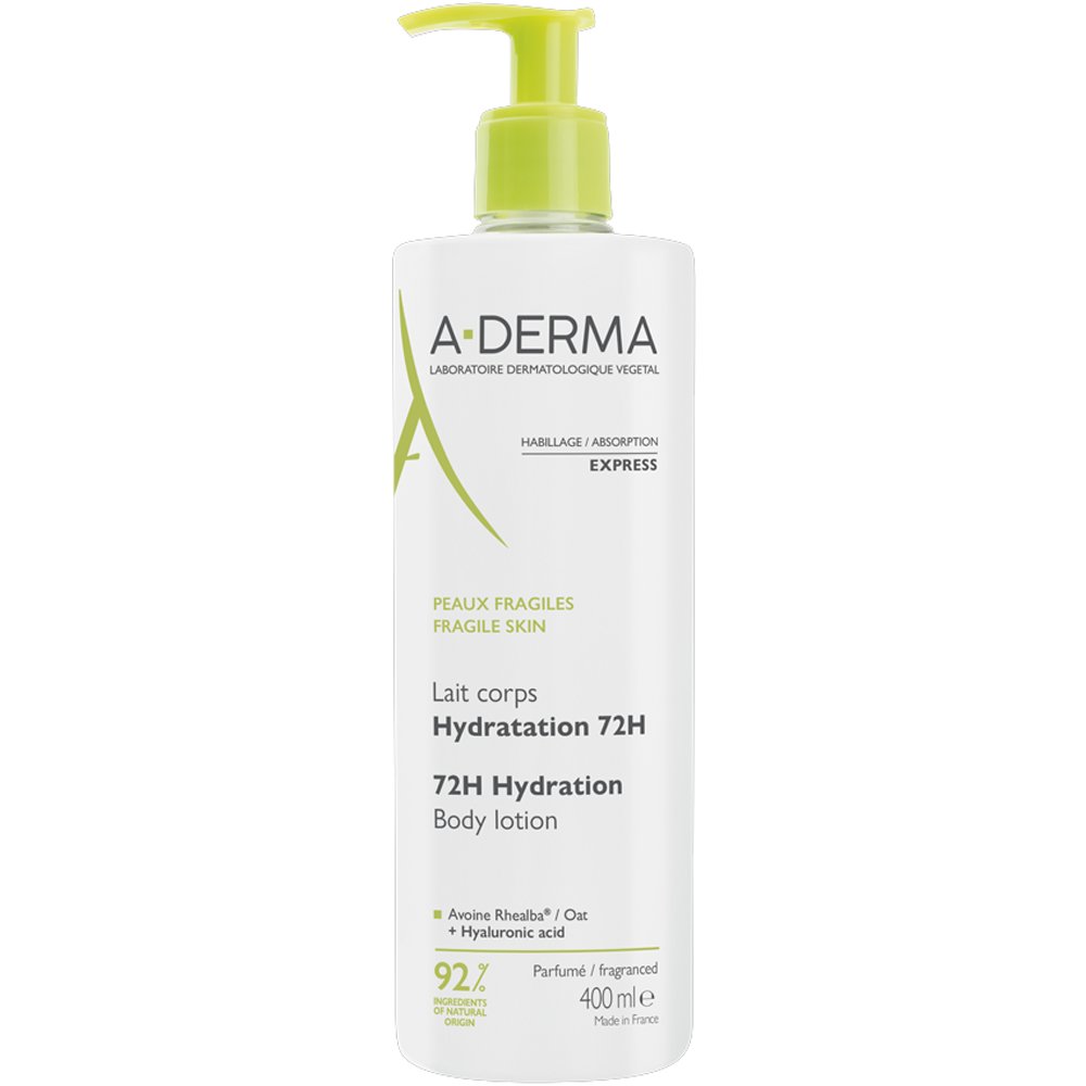 A-Derma Express Absorption 72h Hydration Body Lotion Λοσιόν Σώματος 72ωρης Ενυδάτωσης Ειδικά Σχεδιασμένη για Ευαίσθητες Επιδερμίδες 400ml