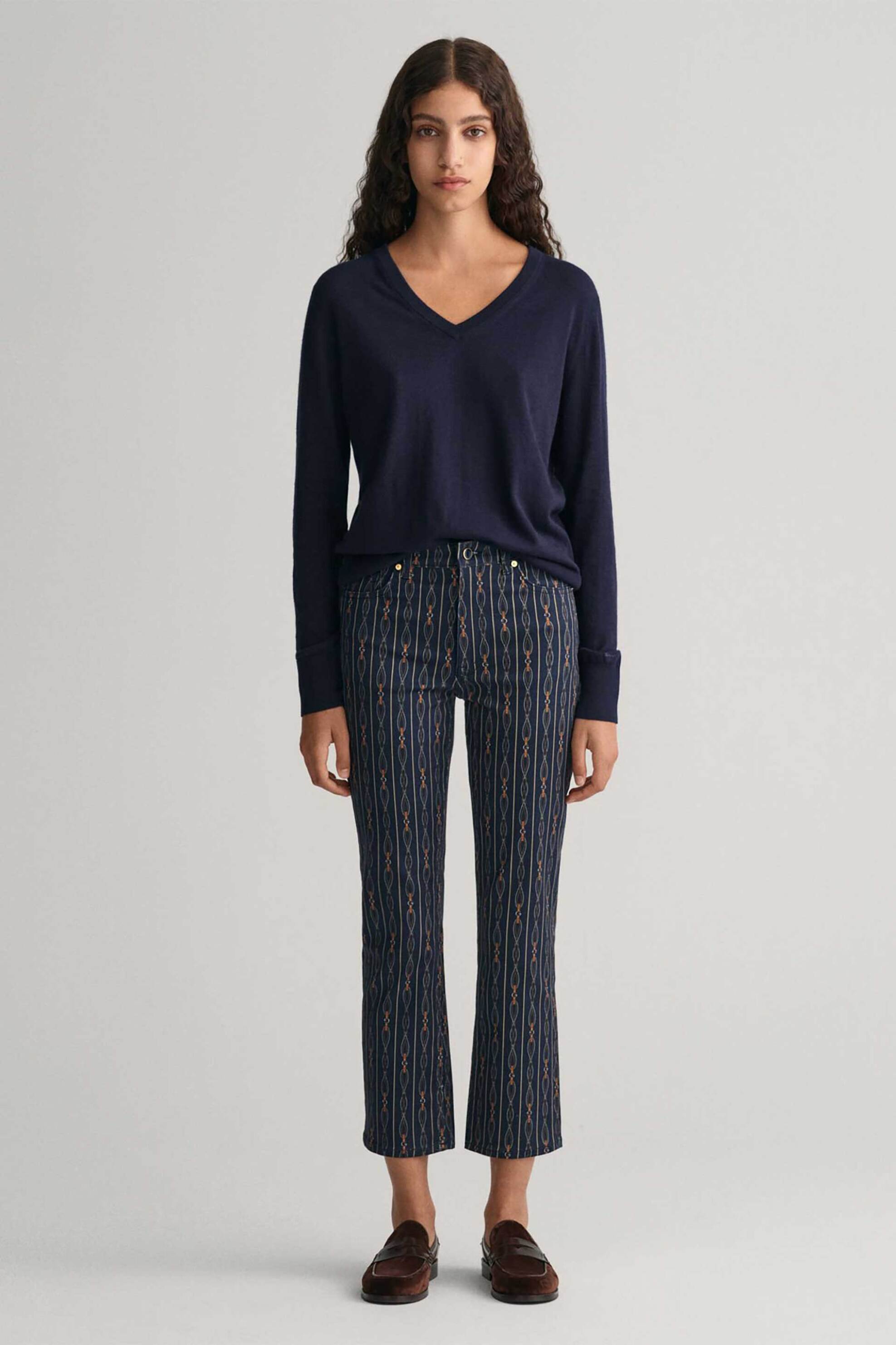 Gant γυναικείο τζιν παντελόνι cropped με rope striked print Slim Fit | 29