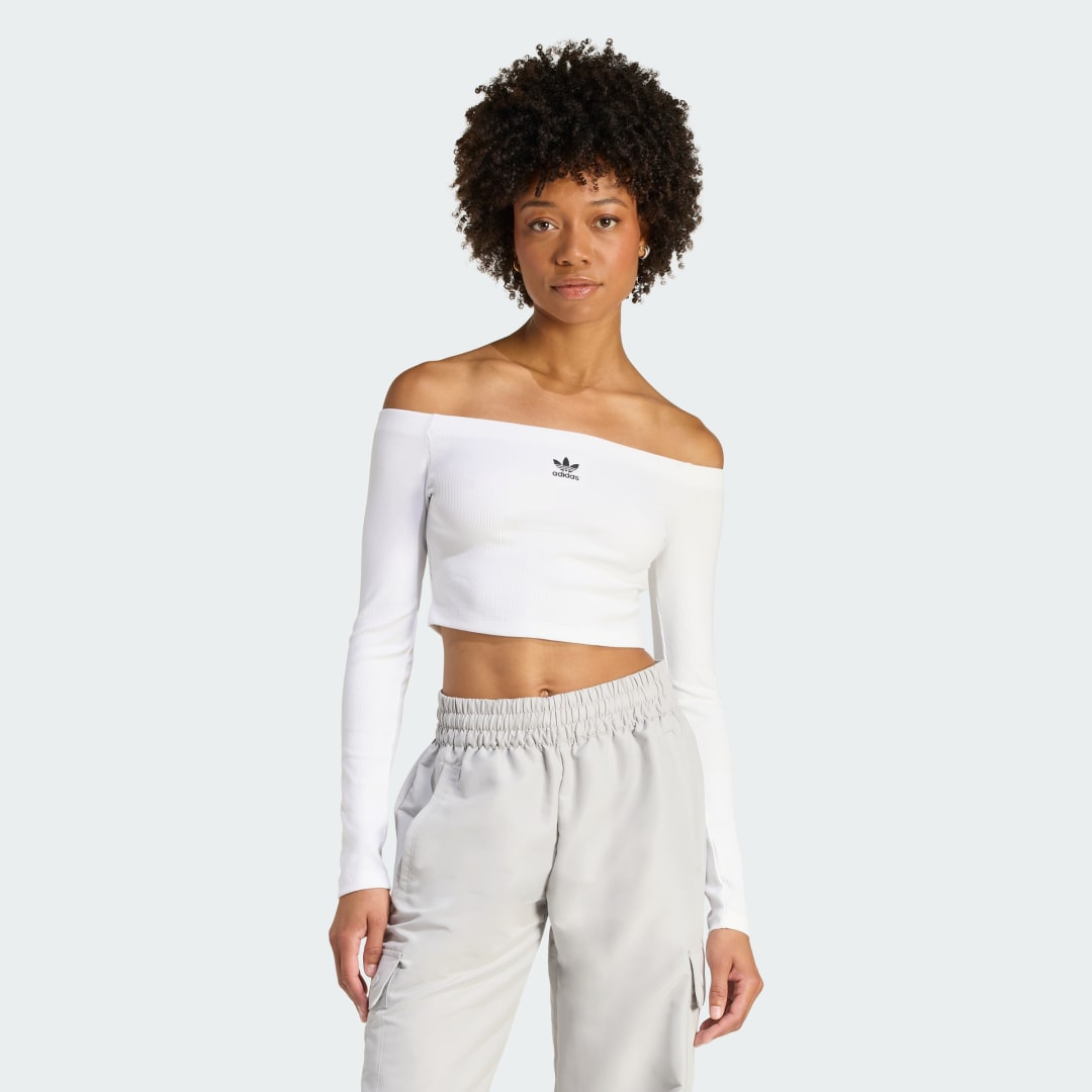 ΜΑΚΡΥΜΑΝΙΚΗ ΜΠΛΟΥΖΑ ESSENTIALS RIB OFF SHOULDER