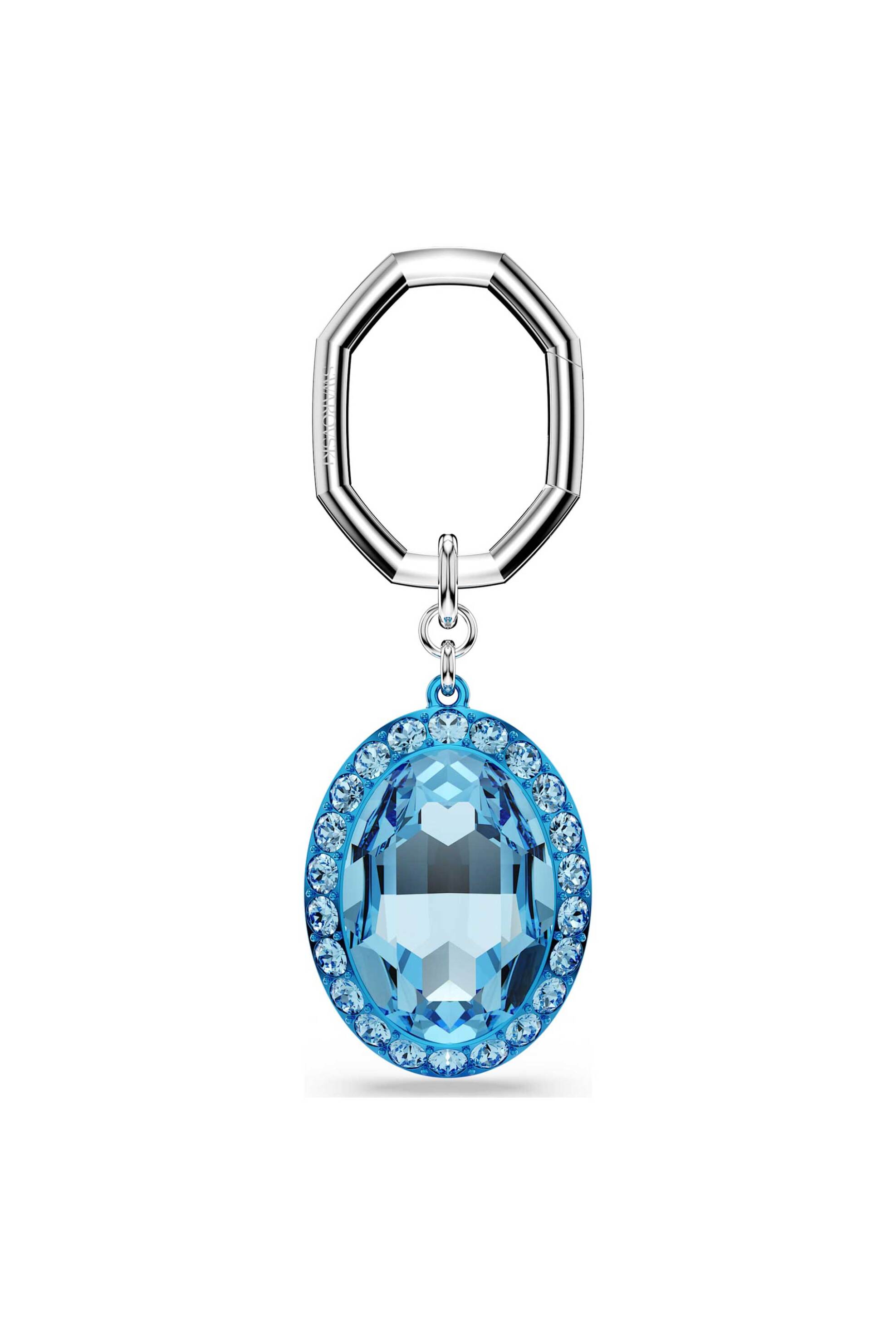 Swarovski μπρελόκ κοπή οβάλ, μπλε, φινίρισμα από διάφορα μέταλλα