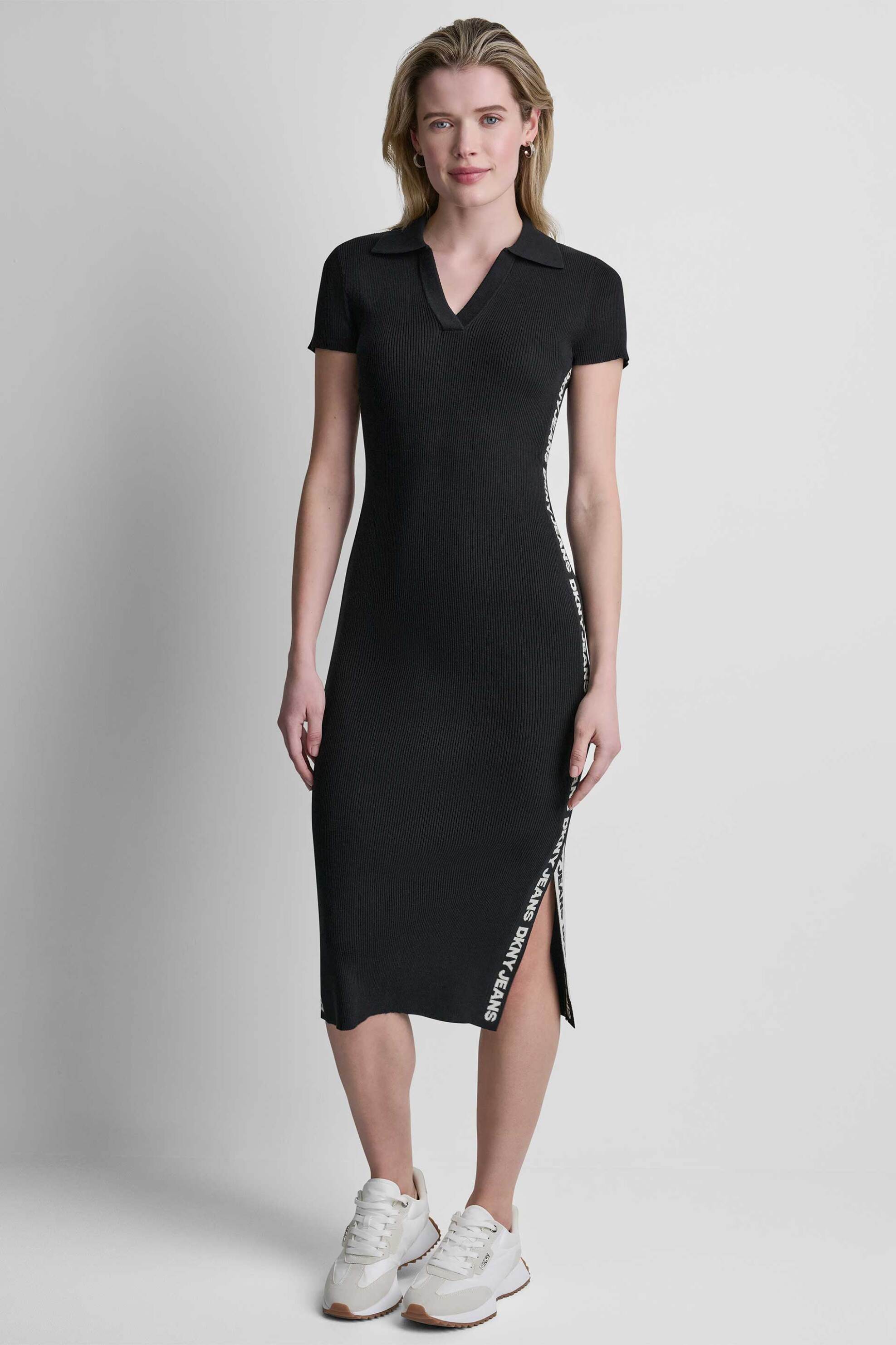 DKNY γυναικείο midi φόρεμα με λογότυπο στο πλάι
