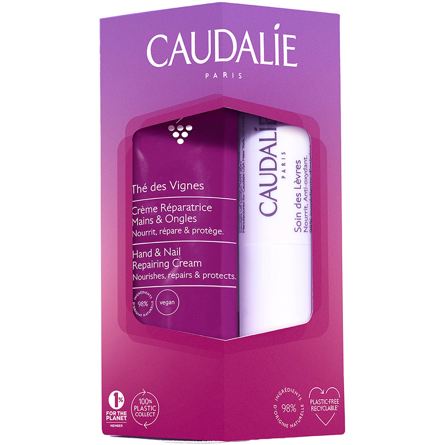 Caudalie Promo The Des Vignes Hand & Nail Repairing Cream 30ml & Soin Des Lerves Lip Conditioner 4.5g