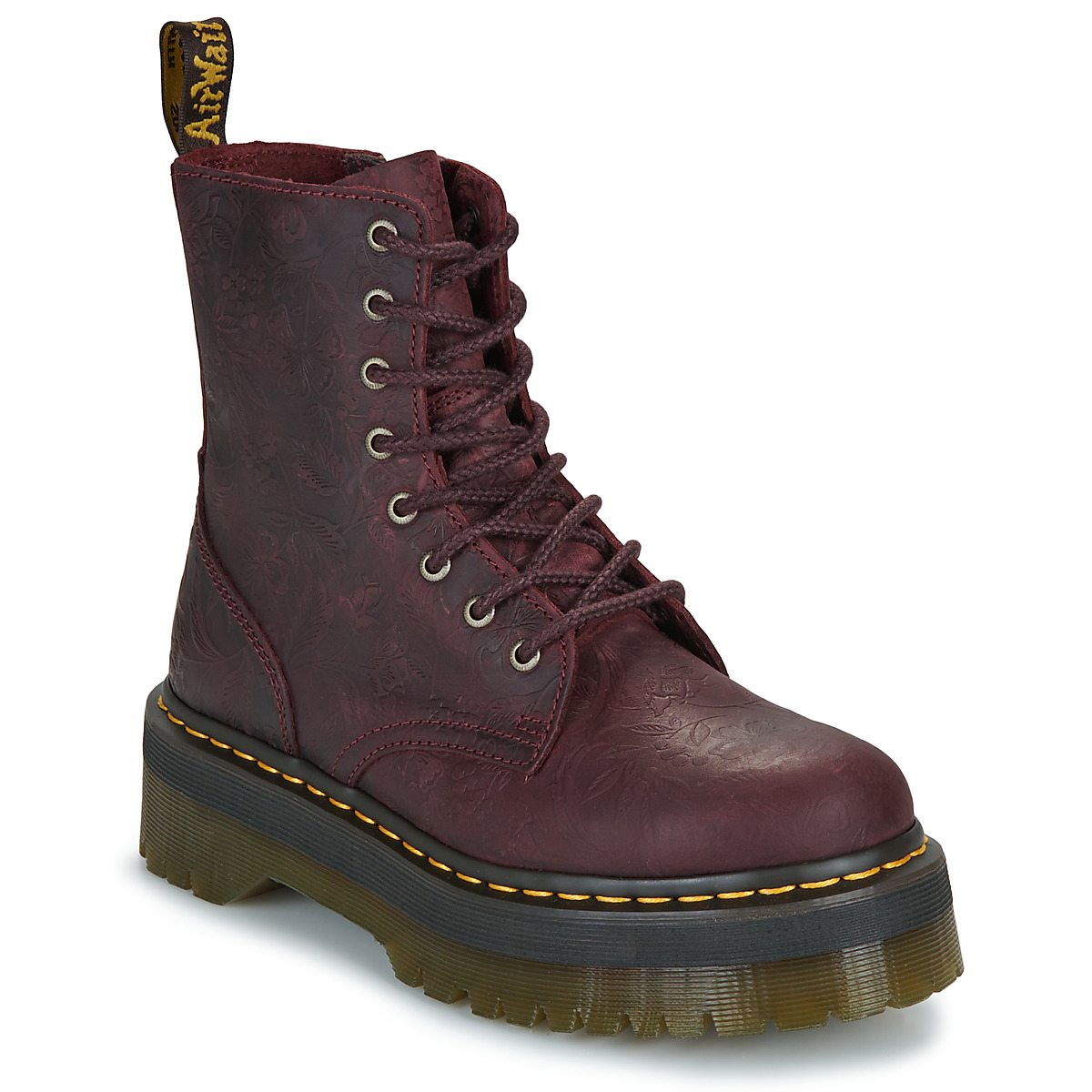 Μπότες Dr. Martens JADON EMBOSS FLORAL CHERRY RED CRAZY HORSE FLORAL EMBOSS