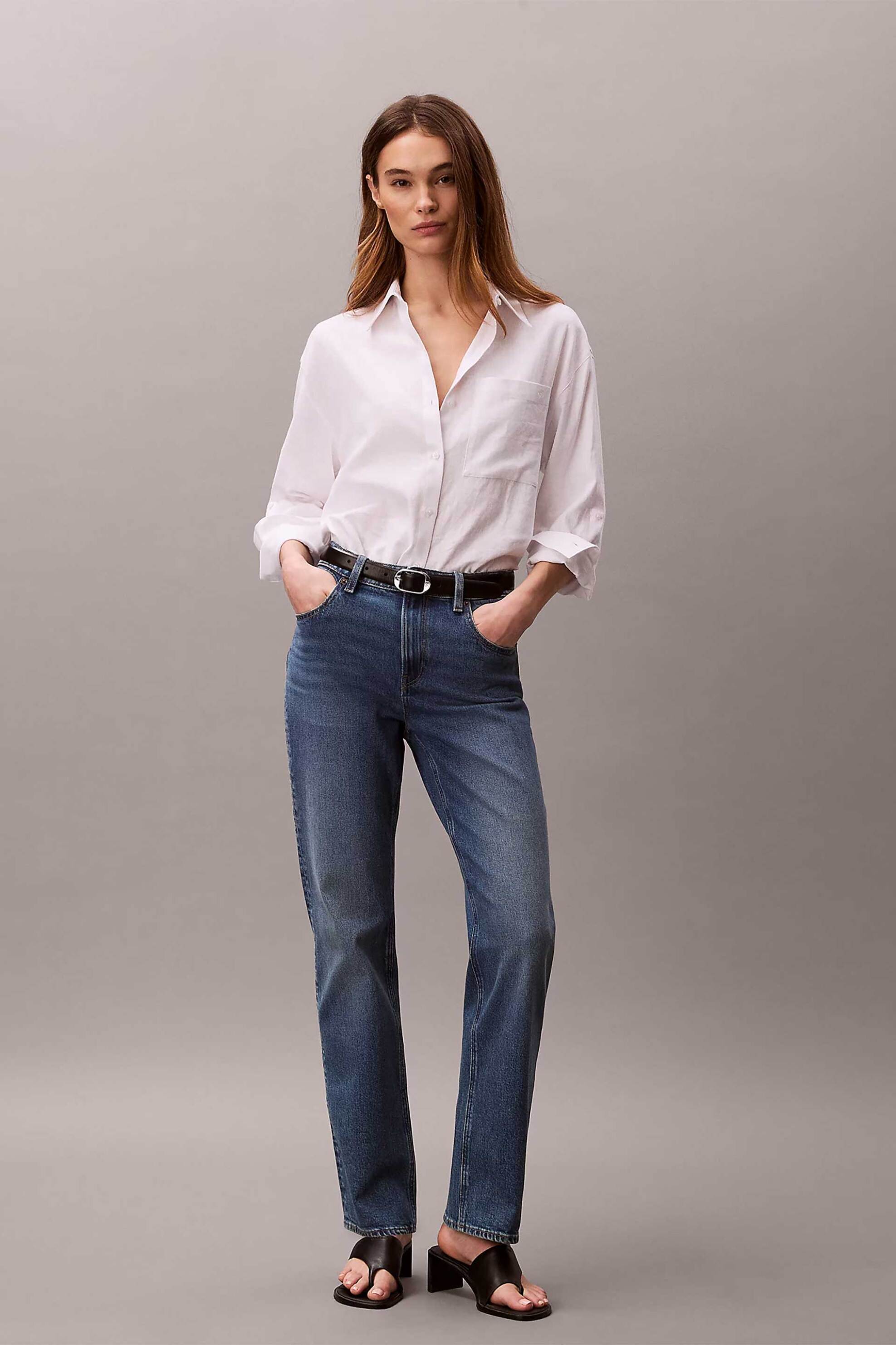 Calvin Klein Jeans γυναικείο ψηλόμεσο τζιν παντελόνι πεντάτσεπο Straight Fit