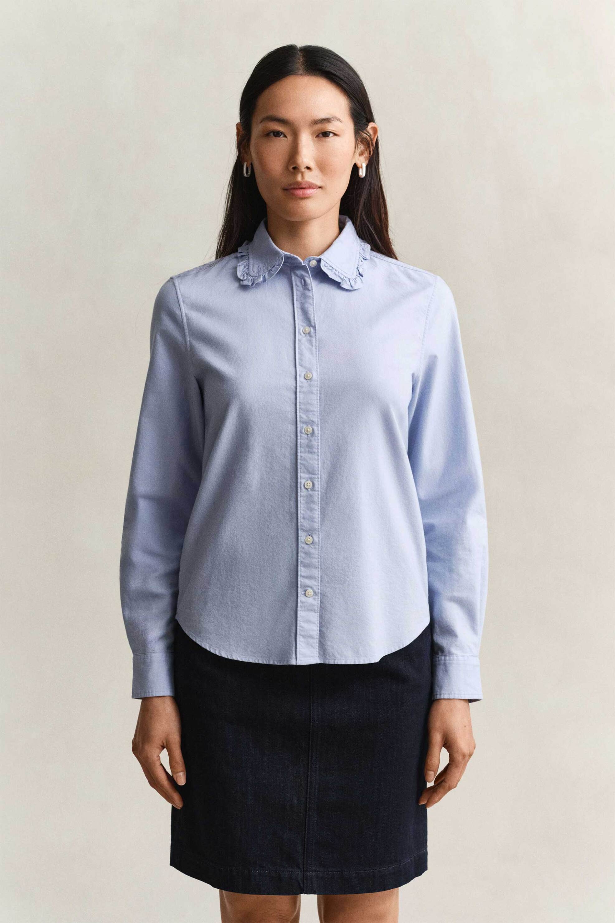 Gant γυναικείο πουκάμισο oxford με βολάν στο γιακά Regular Fit