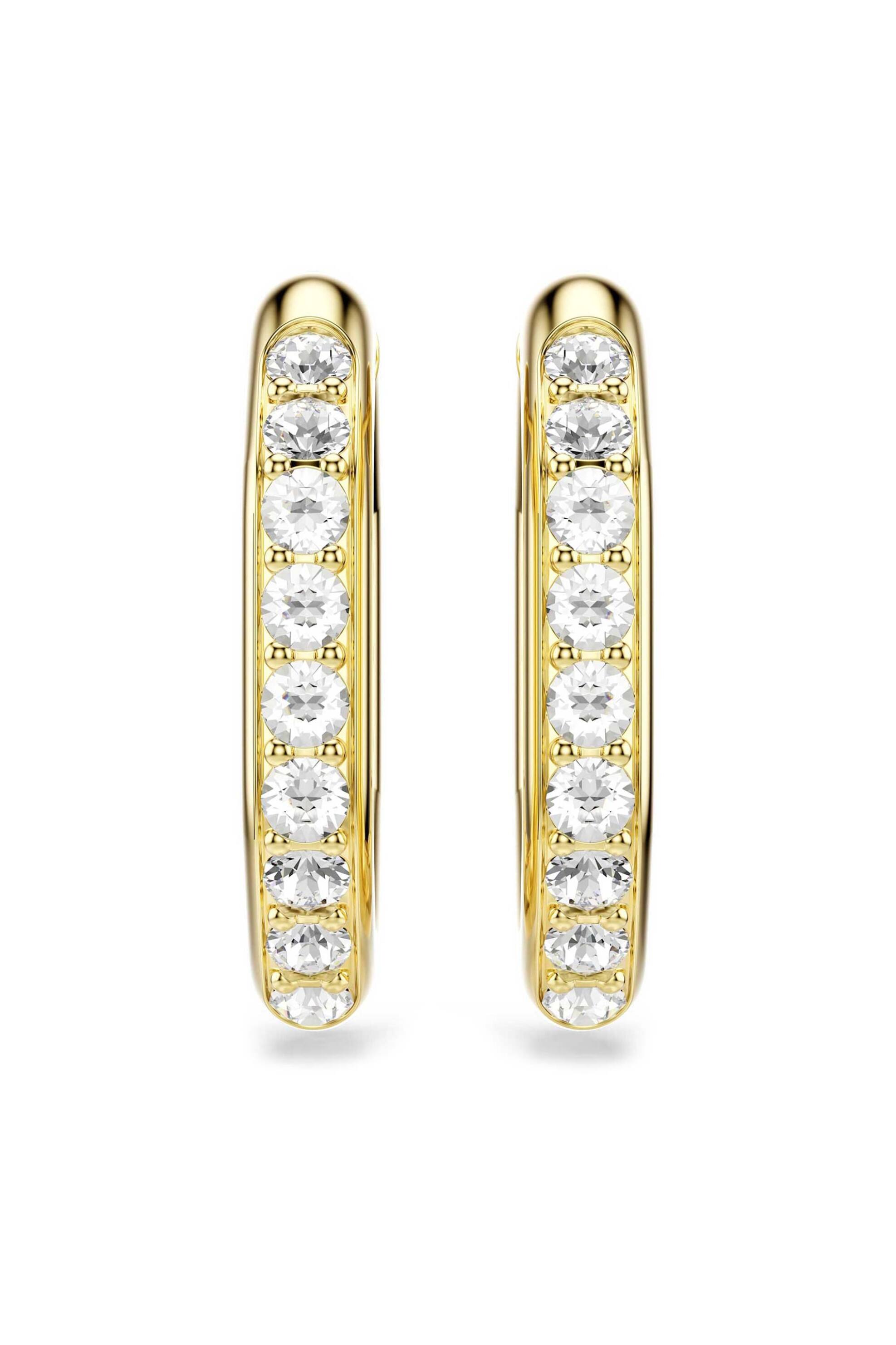 Swarovski γυναικείοι κρίκοι οκταγωνικό σχήμα, στρογγυλή κοπή, mεσαία, λευκά, επιμετάλλωση σε χρυσαφί τόνο "Dextera"