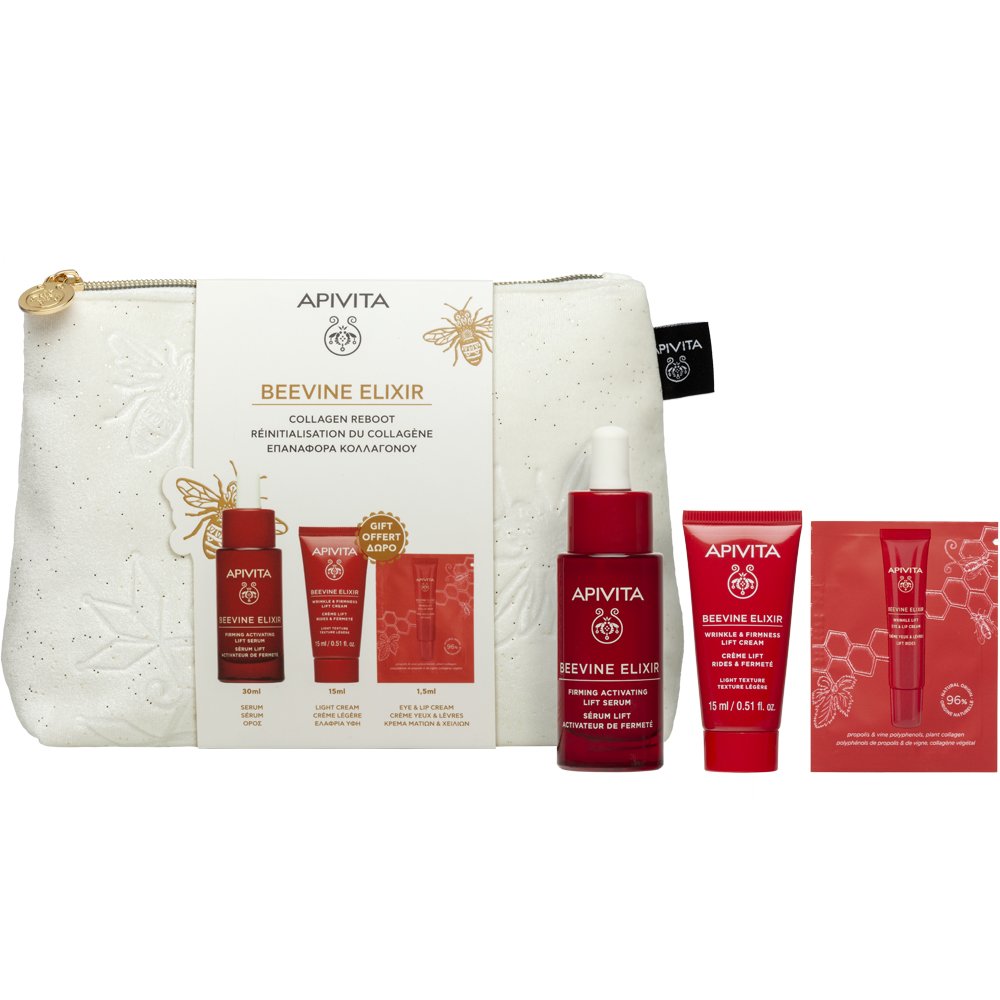 Apivita Promo Beevine Elixir Firming Activating Lift Serum 30ml & Δώρο Wrinkle & Firmness Lift Cream Light Texture 15ml & Δώρο Wrinkle Lift Eye & Lip Cream 1,5ml & Δώρο Νεσεσέρ 1 Τεμάχιο
