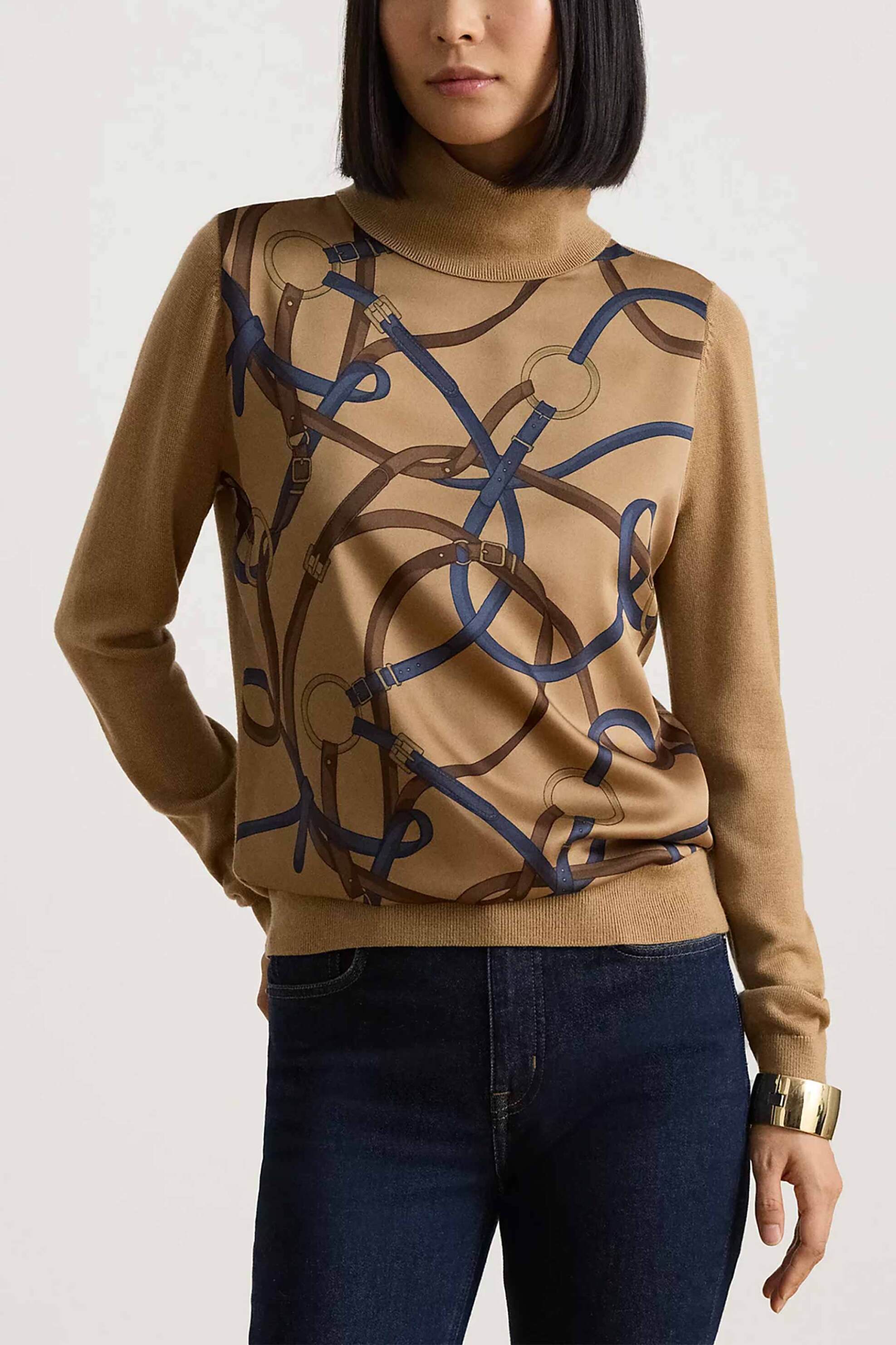 Lauren Ralph Lauren γυναικεία μπλούζα πλεκτή με belting print