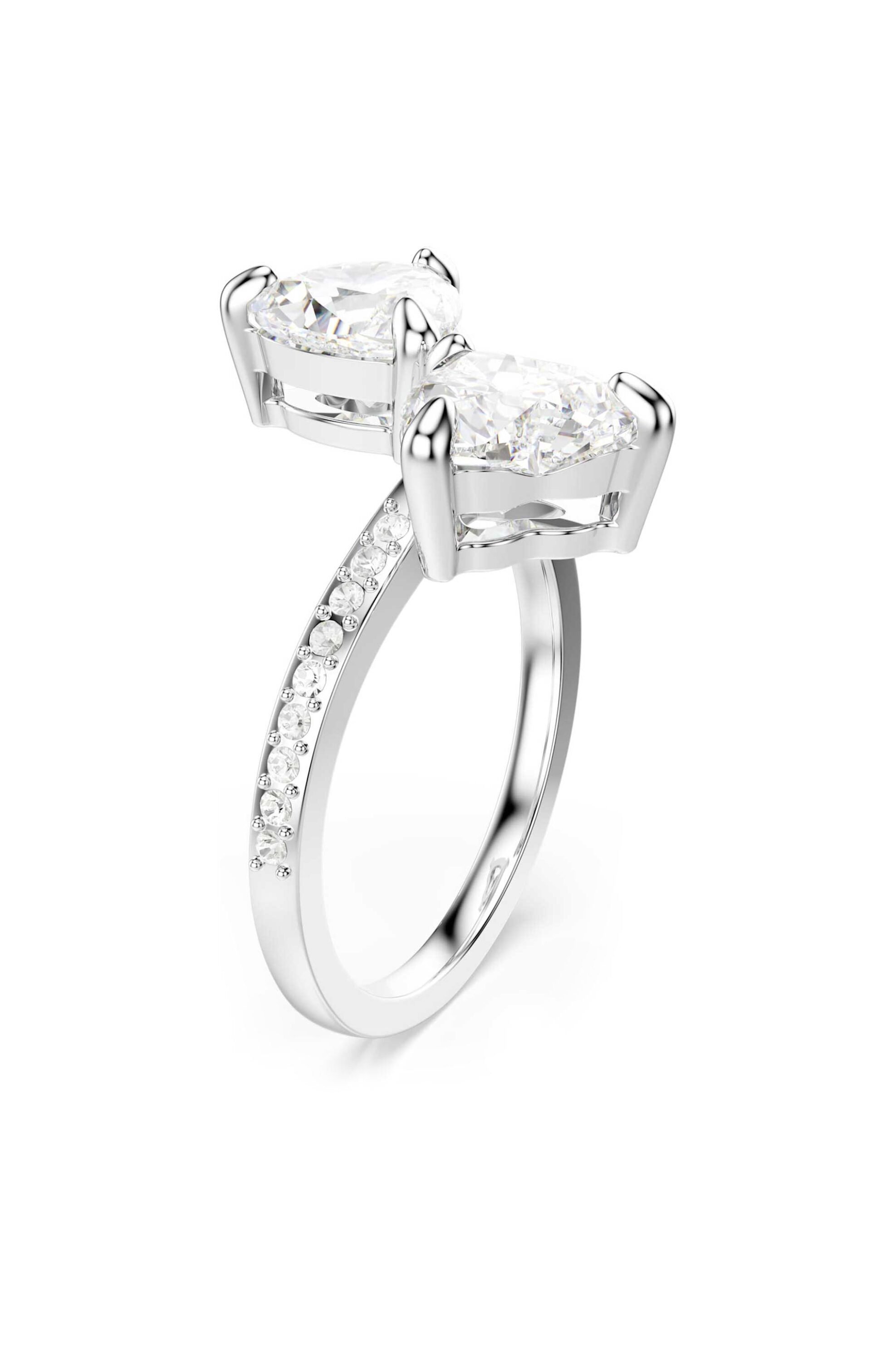 Swarovski γυναικείο ανοιχτό δαχτυλίδι κοπή heart, pavé, καρδιά, λευκό, φινίρισμα σε ασημένιο τόνο "Mesmera Attract" (55)