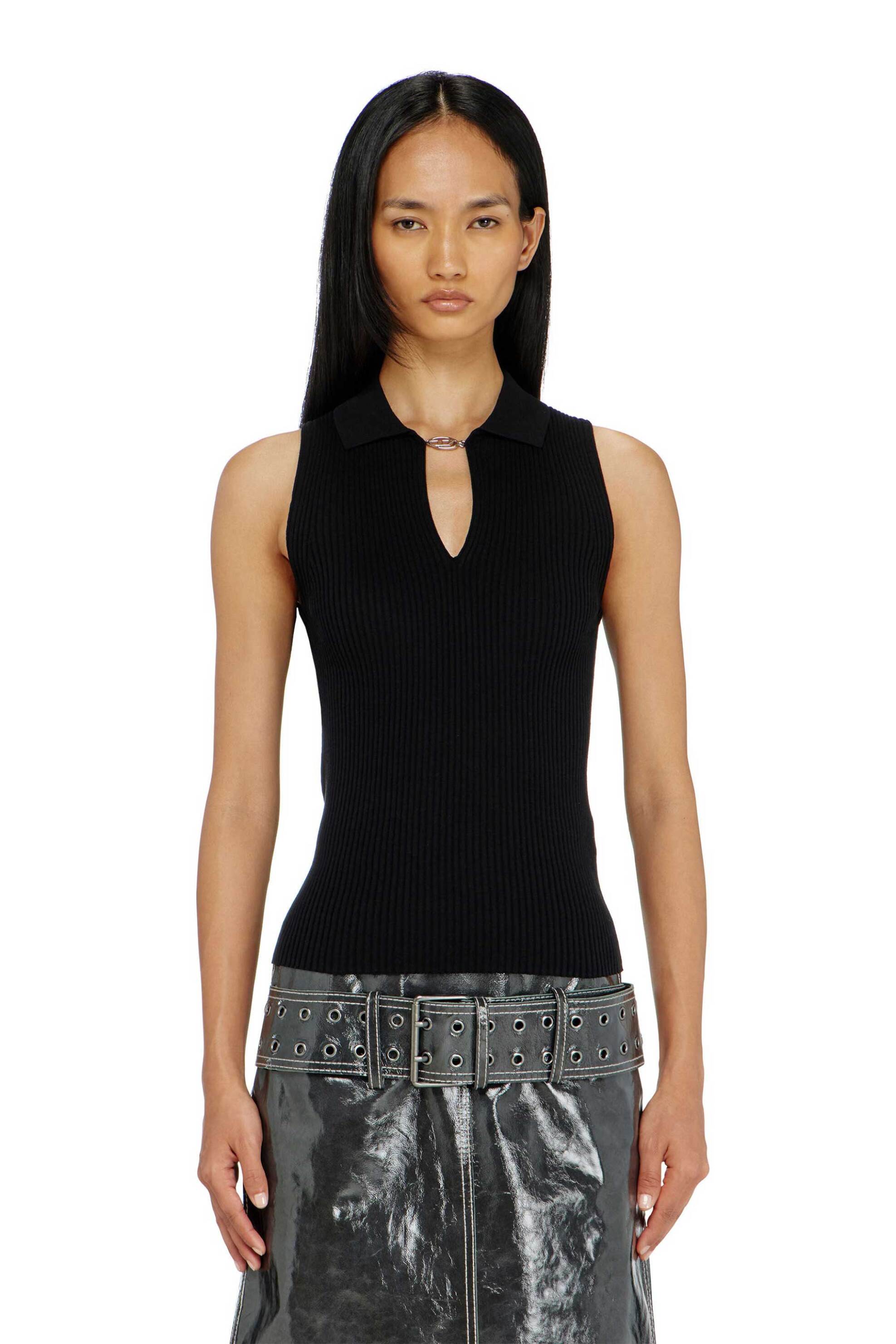 Diesel γυναικεία αμάνικη μπλούζα ribbed με μετάξι Slim Fit