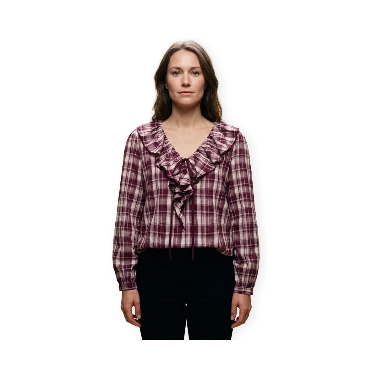 Μπλούζα Only Top Nimu Kanika - Fig/Fig Checks