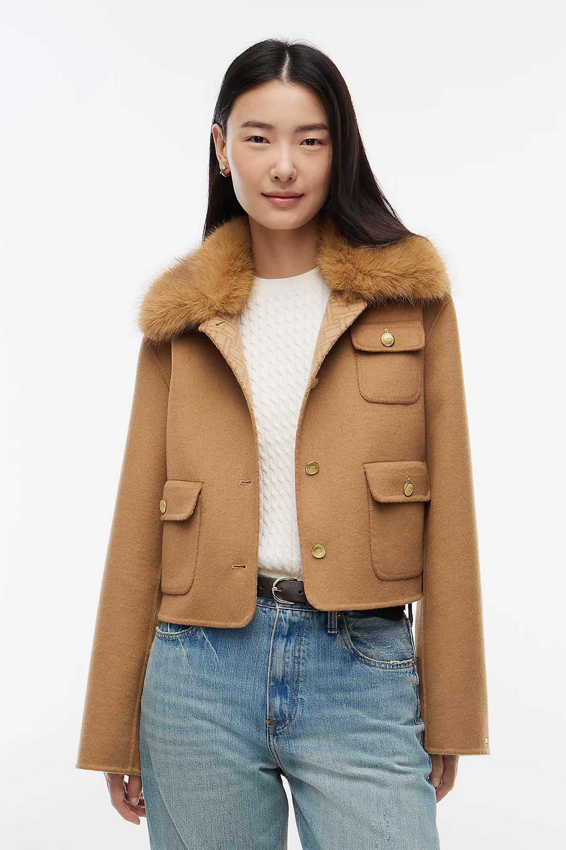Tommy Hilfiger γυναικείο jacket με μαλλί και γιακά από faux γούνα Regular Fit
