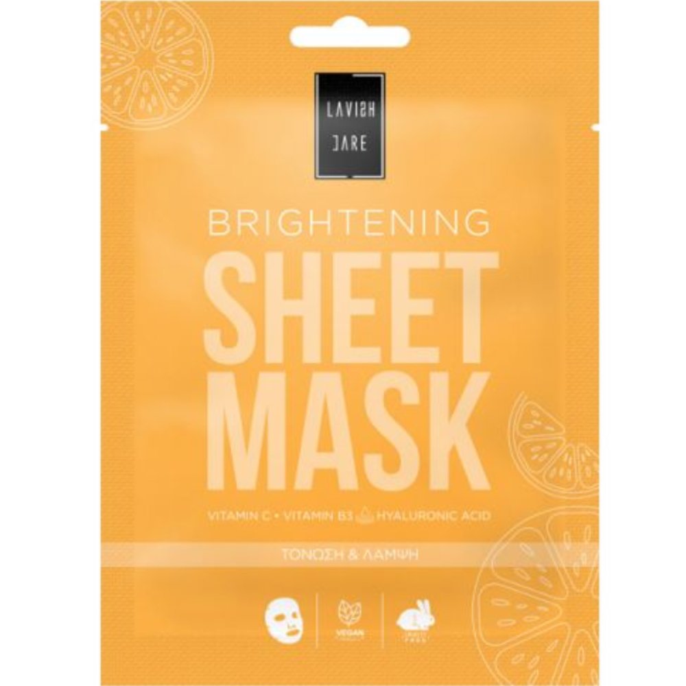 Lavish Care Brightening Glow Me Face Sheet Mask Μάσκα Λάμψης & Ενυδάτωσης Προσώπου με Βιταμίνη C 25g
