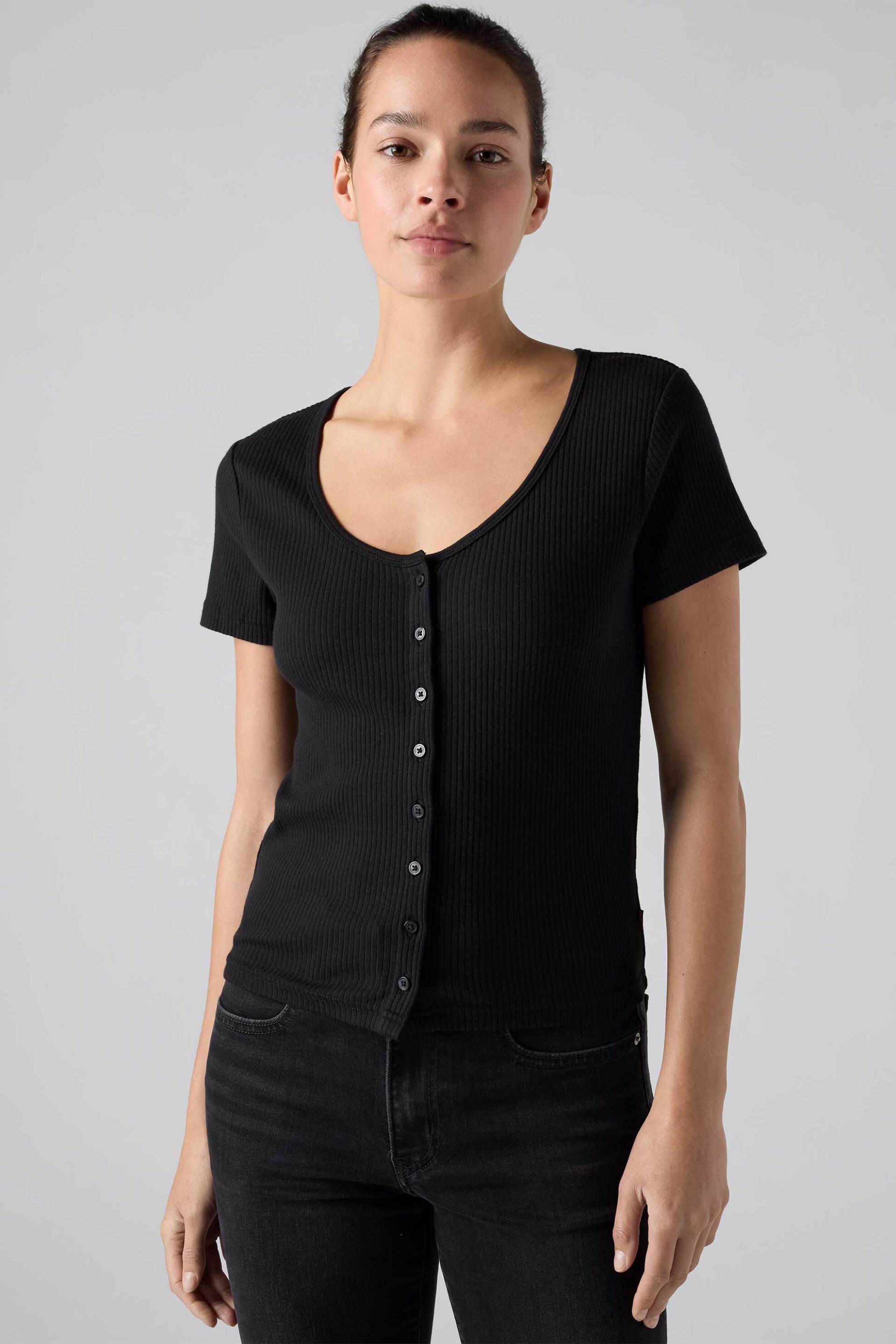 Levi's® γυναικείο πλεκτό τοπ ribbed με κουμπιά Slim Fit "Austen"