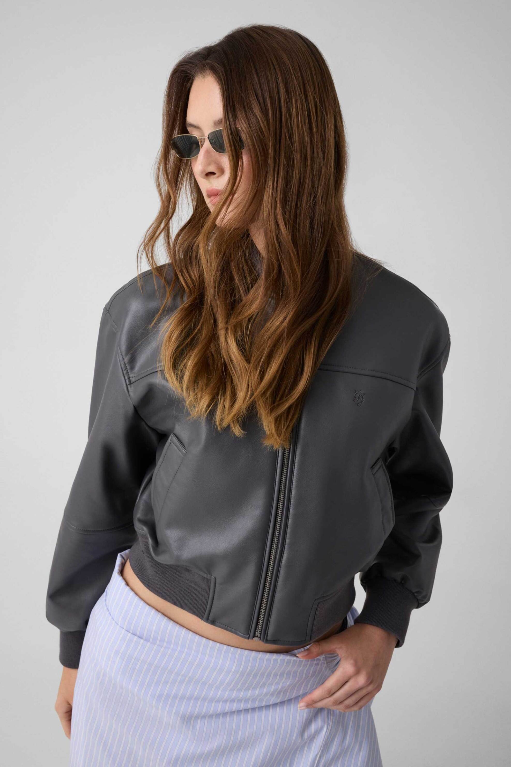 Guess γυναικείο bomber jacket faux leather