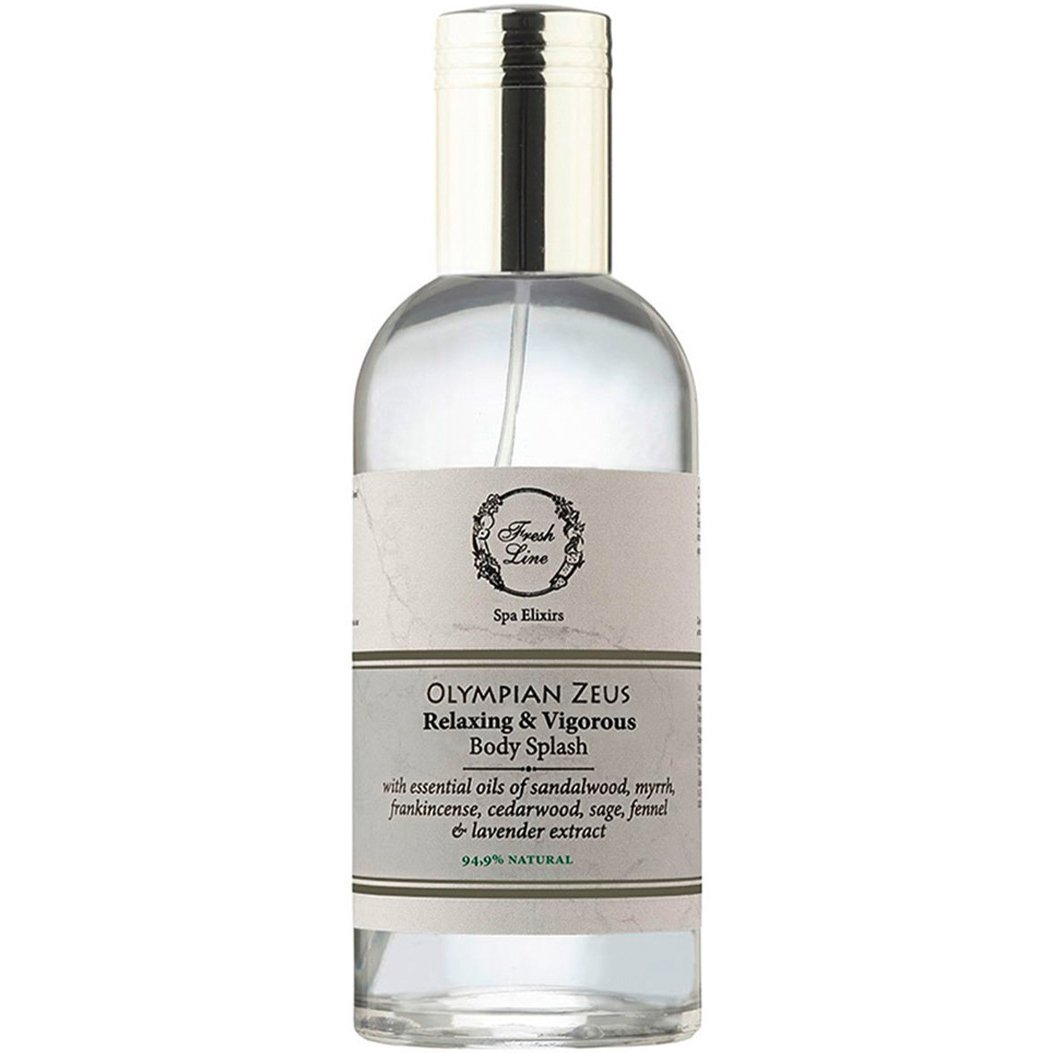 Fresh Line Spa Elixirs Olympian Zeus Relaxing & Vigorous Body Splash Αρωματικό Mist Σώματος Ολύμπιος Δίας με Αιθέρια 'Ελαια από Σανταλόξυλο, Μύρο & Λιβάνι για Χαλάρωση & Σφρίγος 100ml