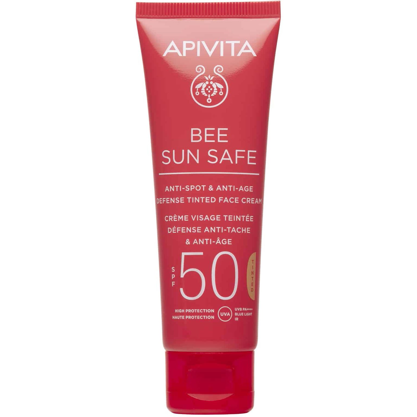 Apivita Bee Sun Safe Anti-Spot & Anti-Age Defence Face Cream Spf50 Tinted Αντηλιακή Κρέμα Προσώπου Κατά των Πανάδων & των Ρυτίδων, Υψηλής Προστασίας με Χρώμα 50ml